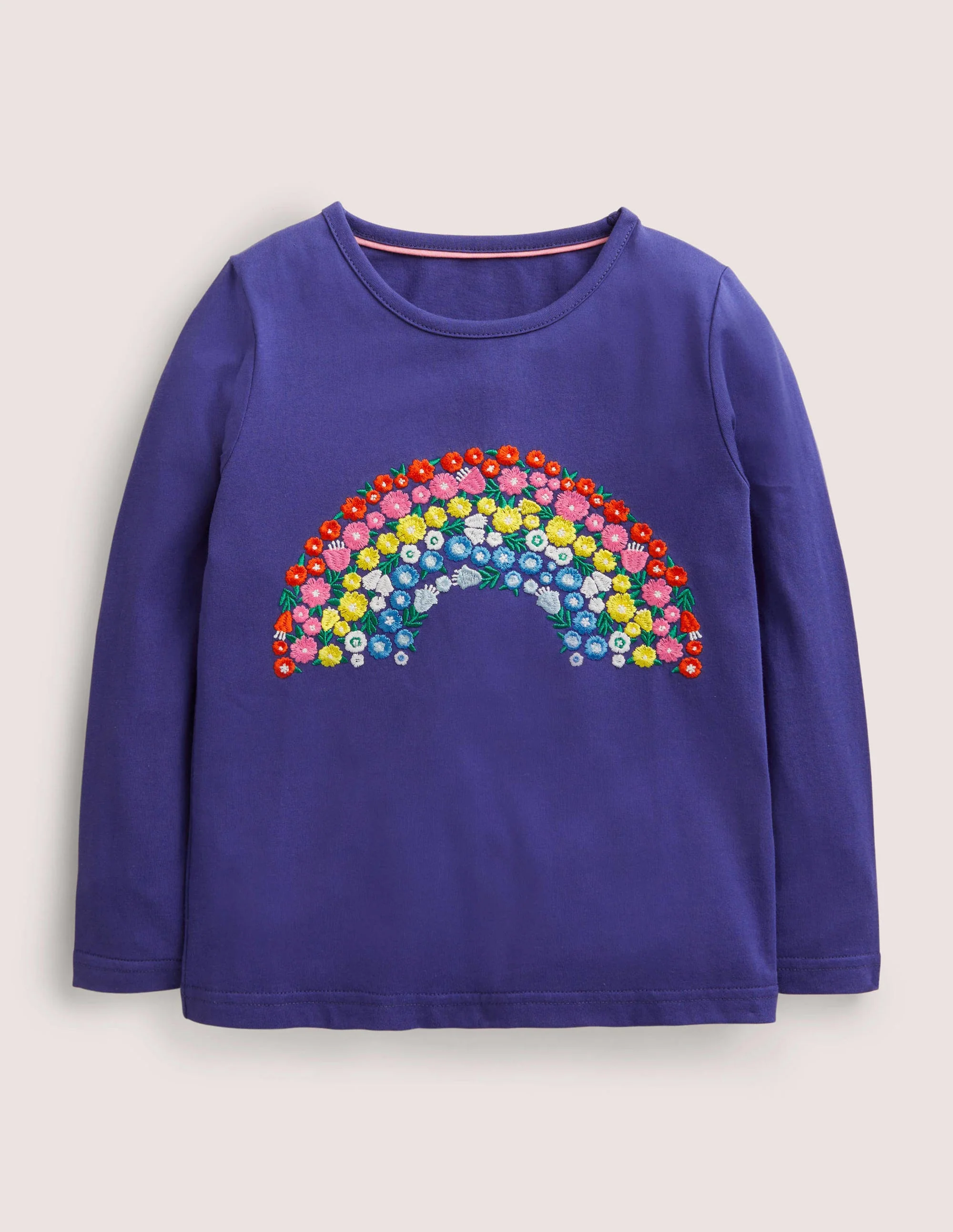 Rainbow Embroidery t-shirt-Starboard Blue