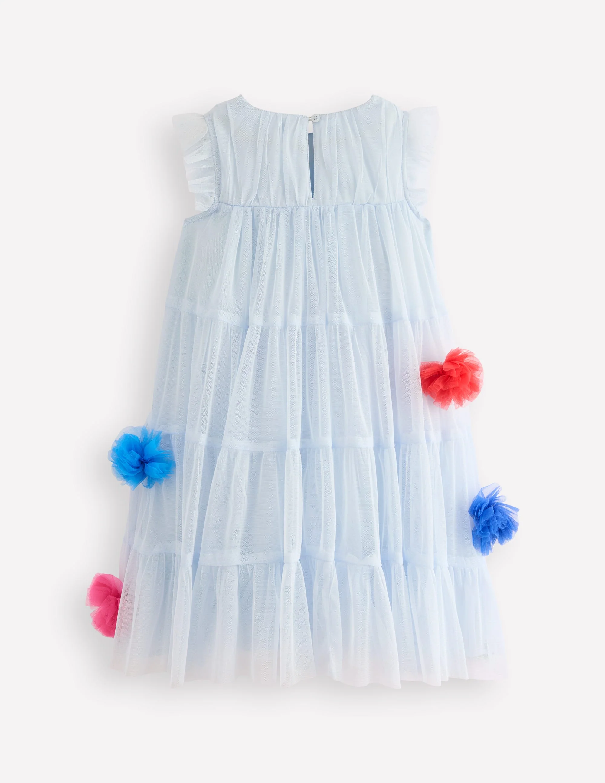 Rainbow Ombre Tulle Dress-Blue Multi Pom - Image 2