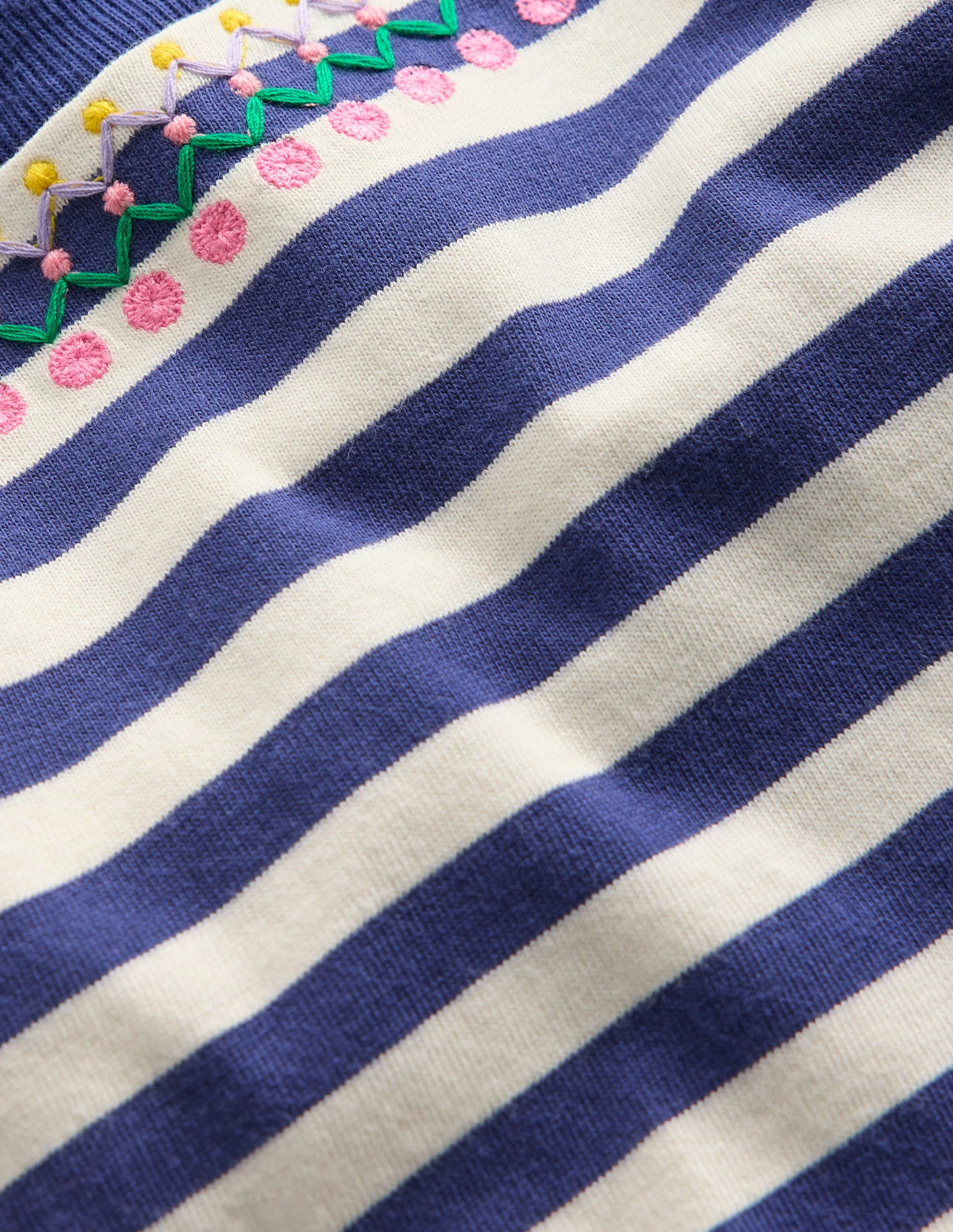 Relaxed Embroidered T-shirt-Navy Stripe - Image 3