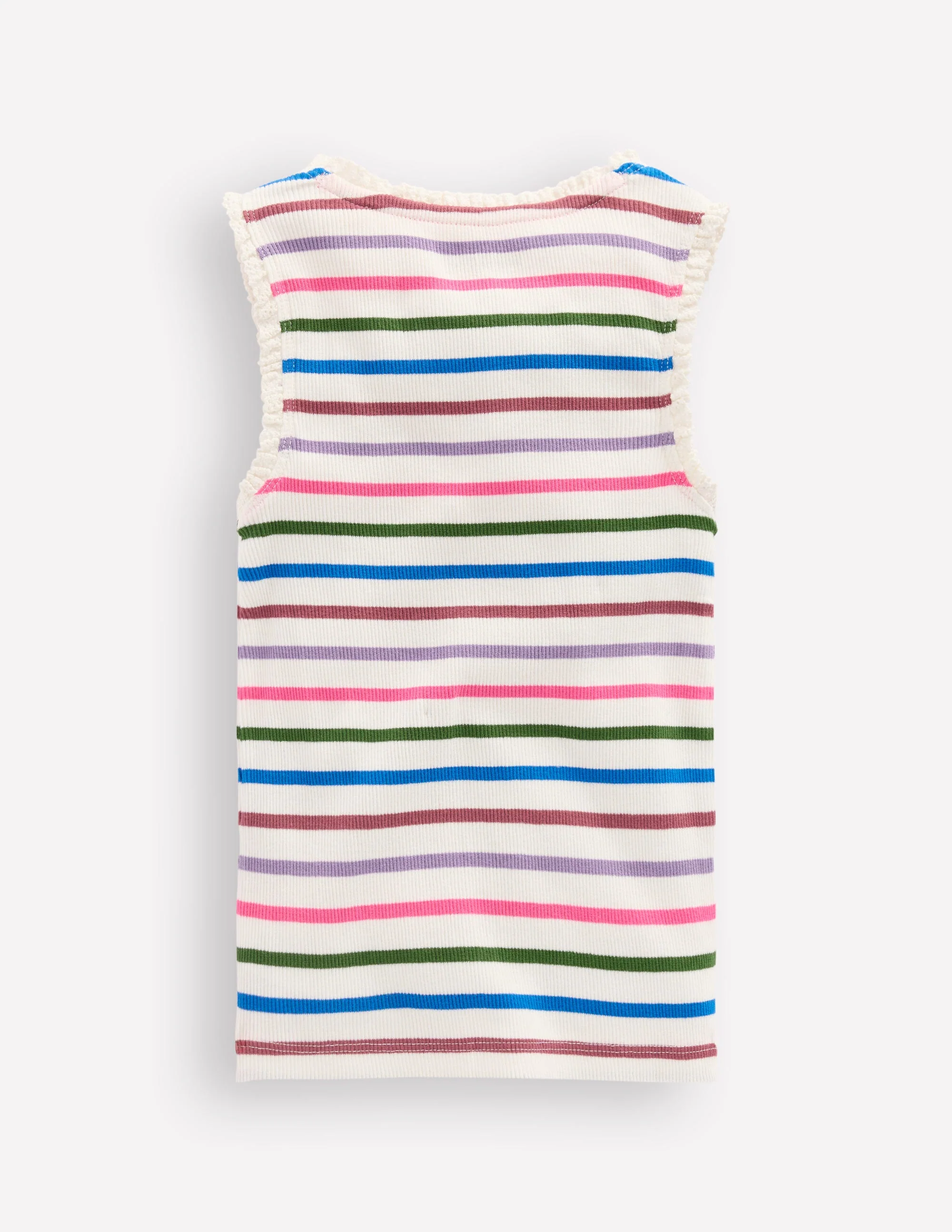 Ribbed Lace Trim Tank-Multi Stripe - Image 2