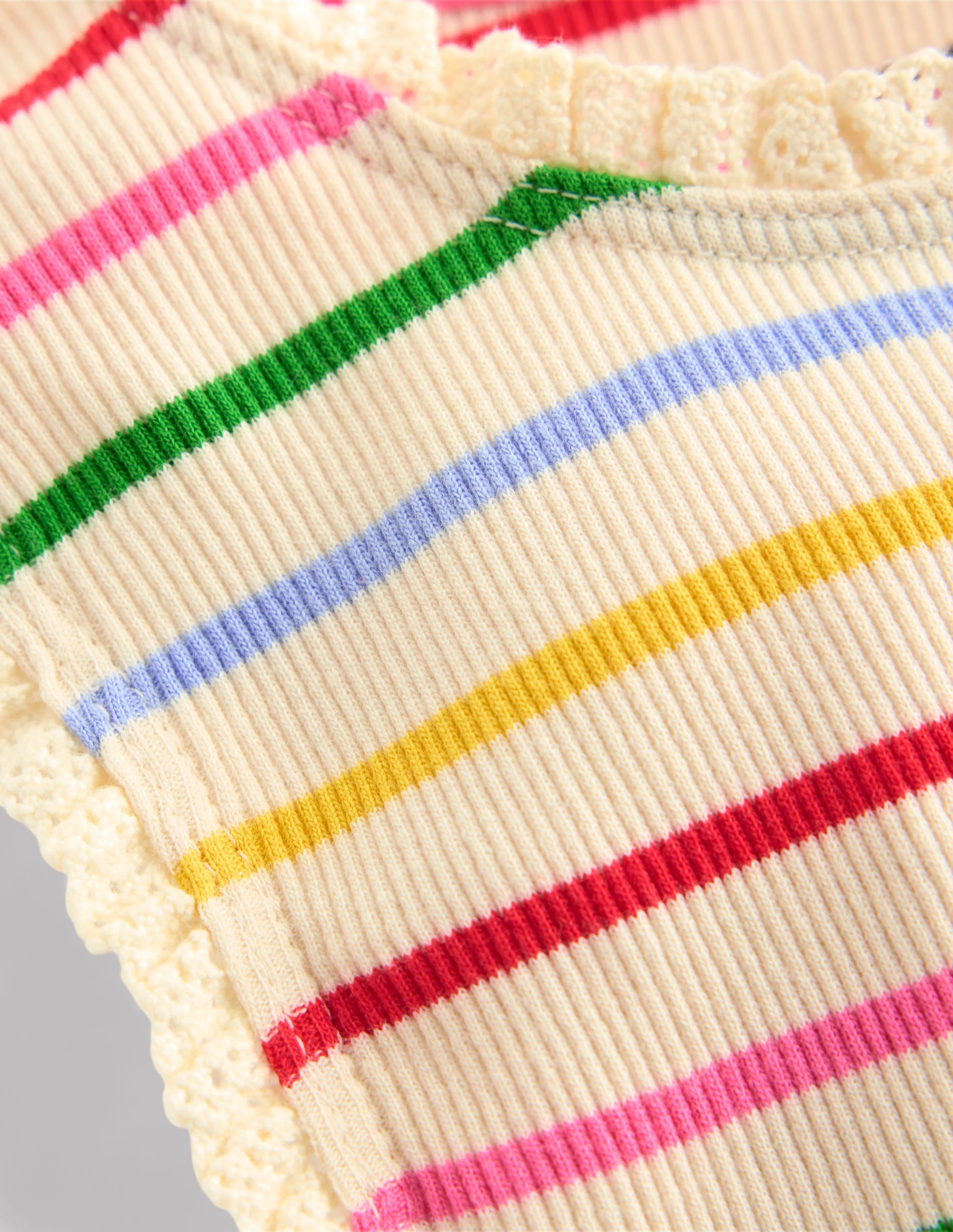 Ribbed Lace Trim Tank-Multi Stripe - Image 3