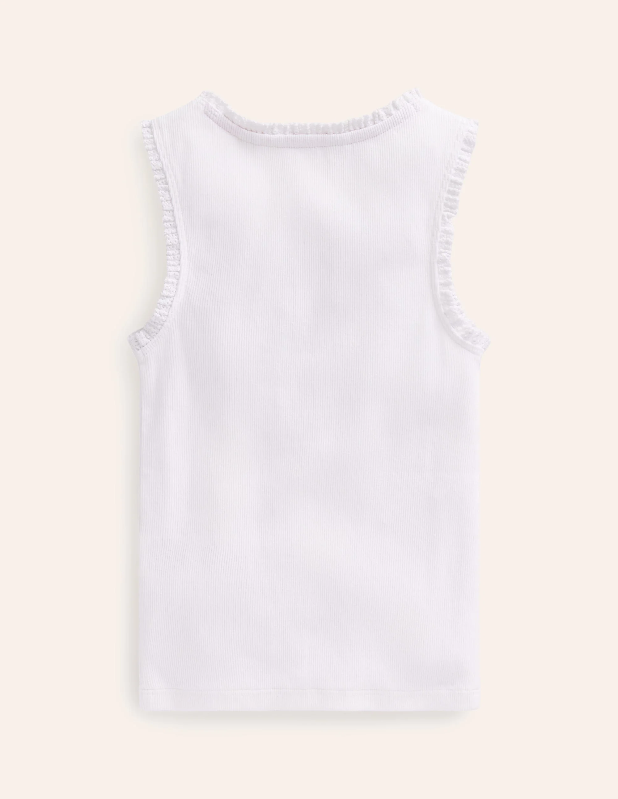 Ribbed Lace Trim Vest-White - Image 2