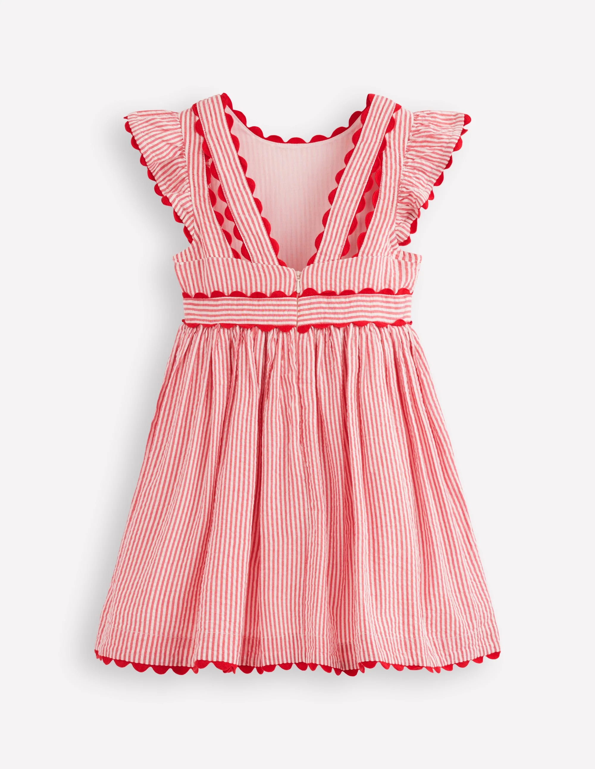Ric Rac Trim Flutter Dress-Red Stripe - Image 7