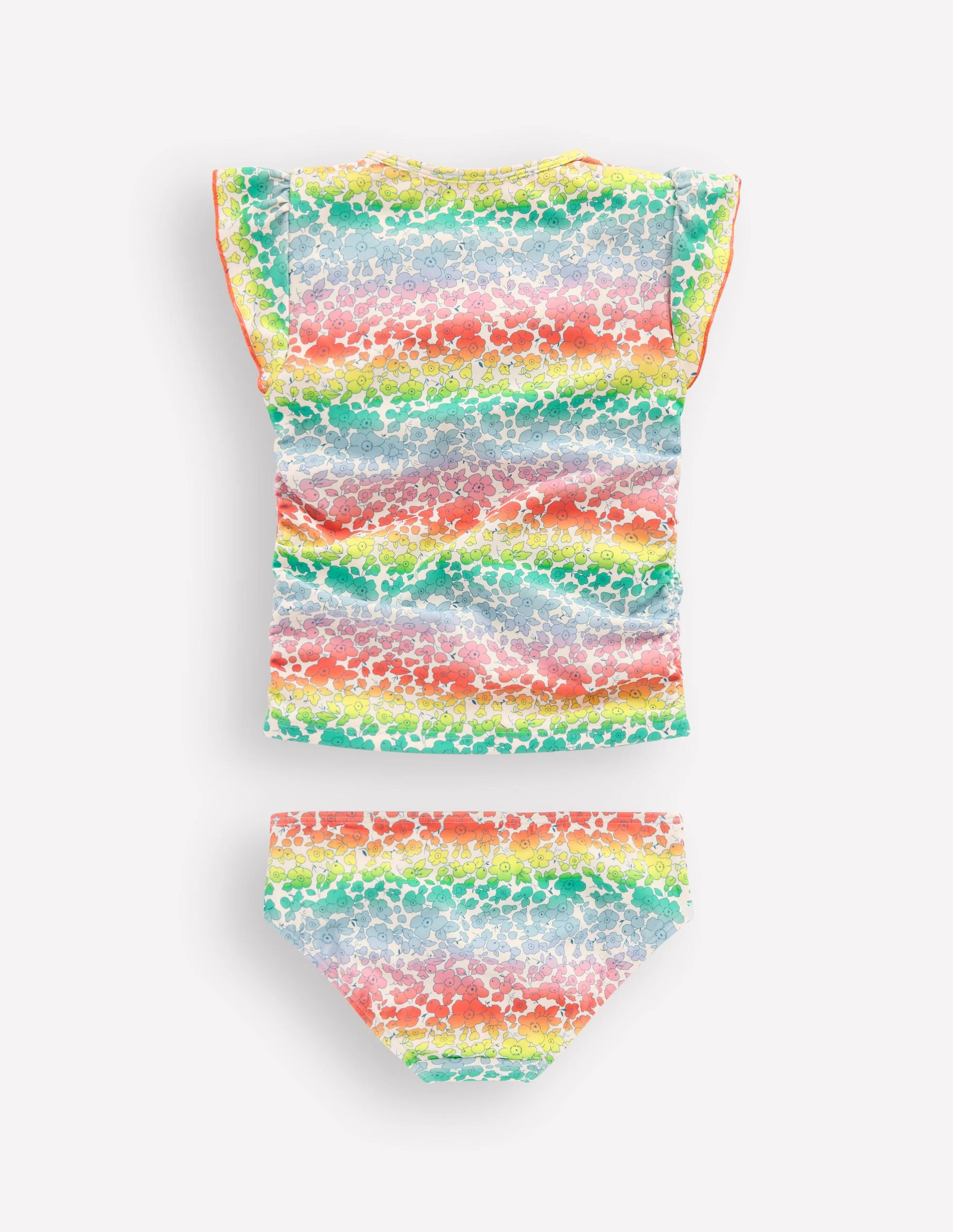 Ruched Tankini Set-Rainbow Ombre Flowerbed - Image 2