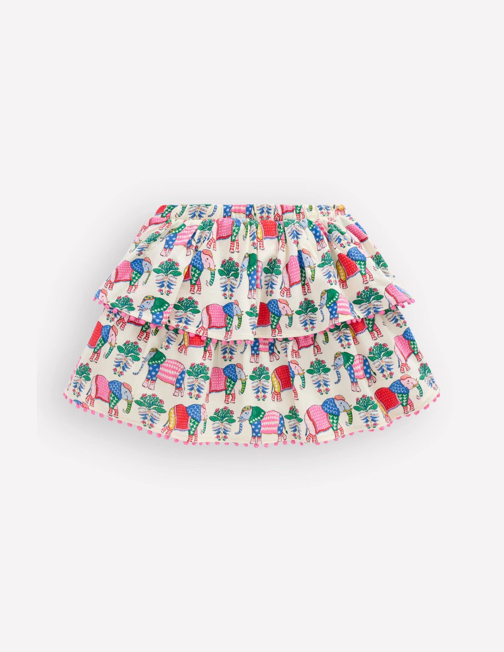 Ruffle Jersey Skort-Multi Elephant Woodblock - Image 2