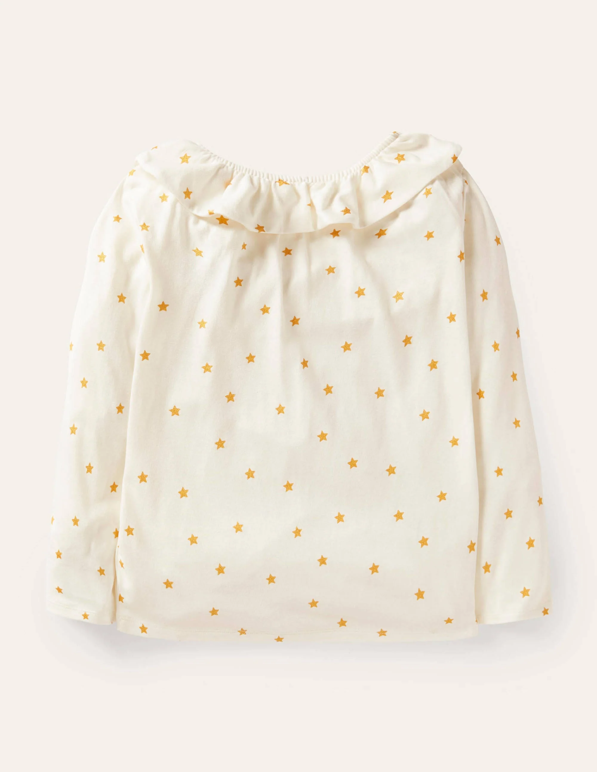 Ruffle Neck Jersey Top-Ivory Gold Stars - Image 2