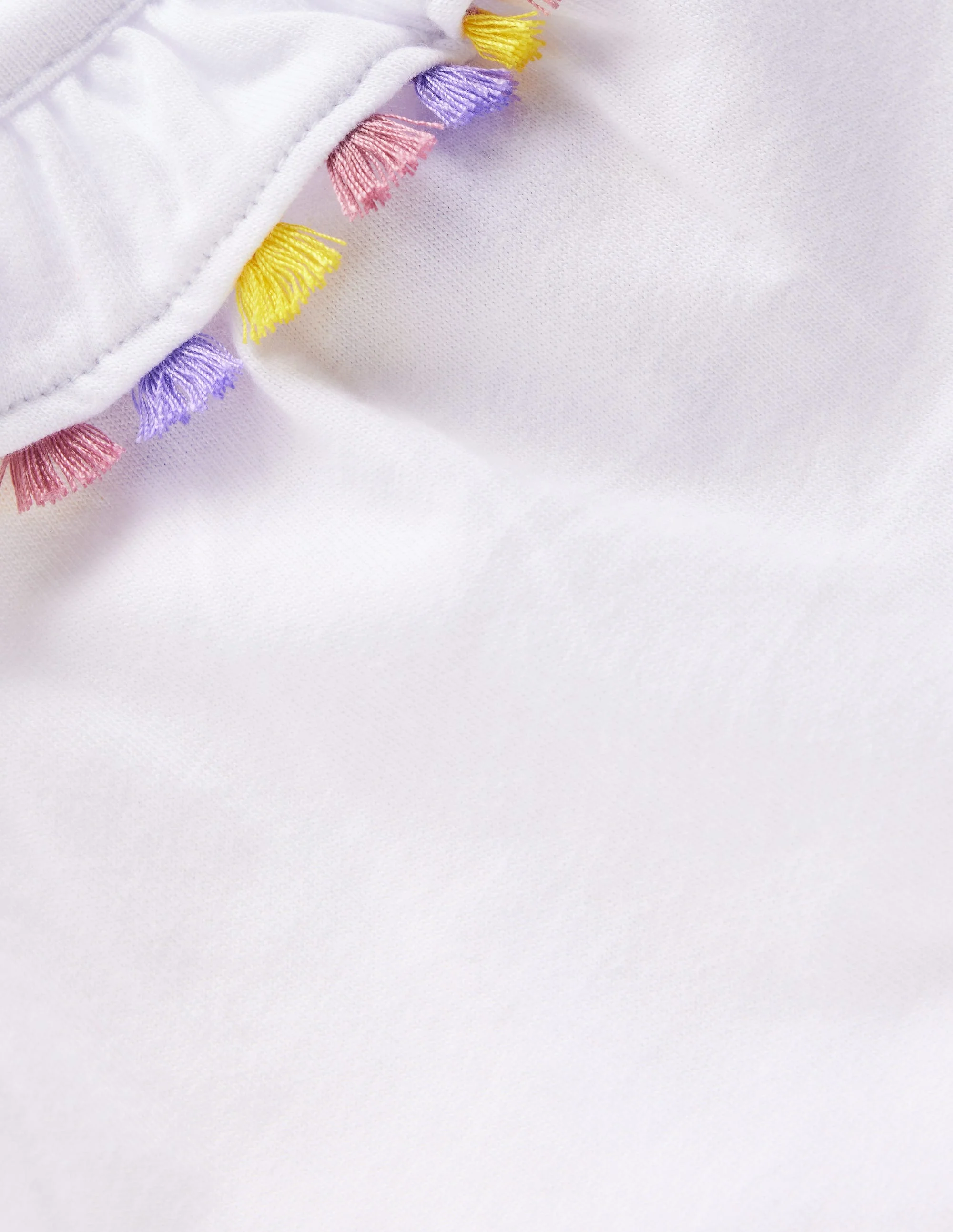 Ruffle Neck Trim Top-White - Image 3