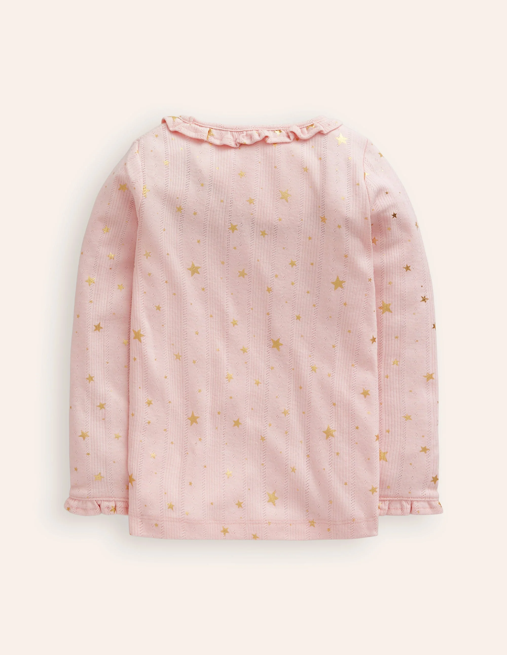 Ruffle Sparkle Pointelle-Chalk Pink Gold Foil Star - Image 2