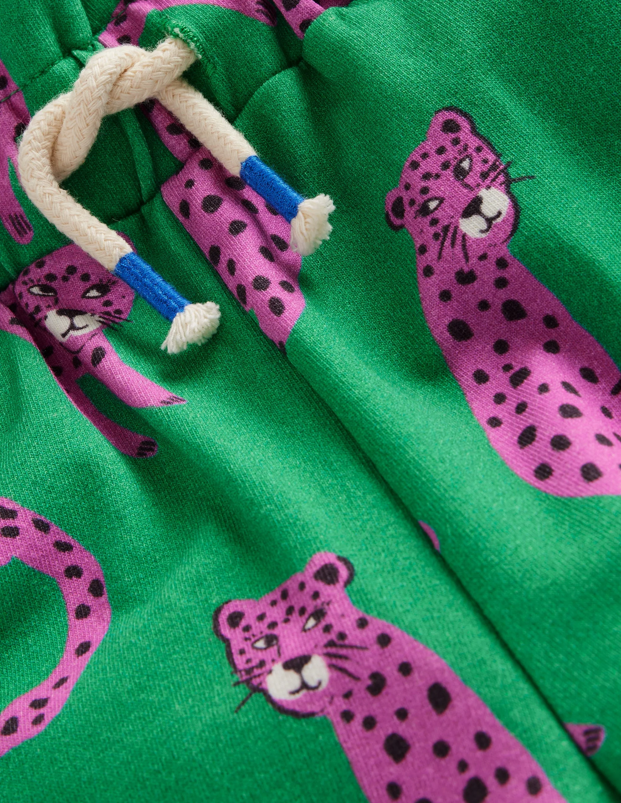 Ruffle Waist Sweat Shorts-Green Leopard - Image 3