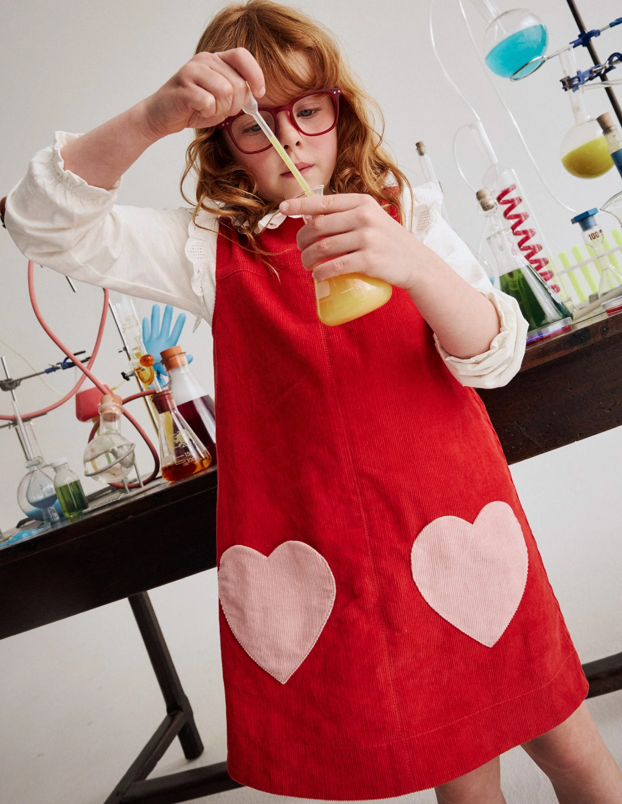 Saffy Cord Pinafore Dress-Poppy Red - Image 4