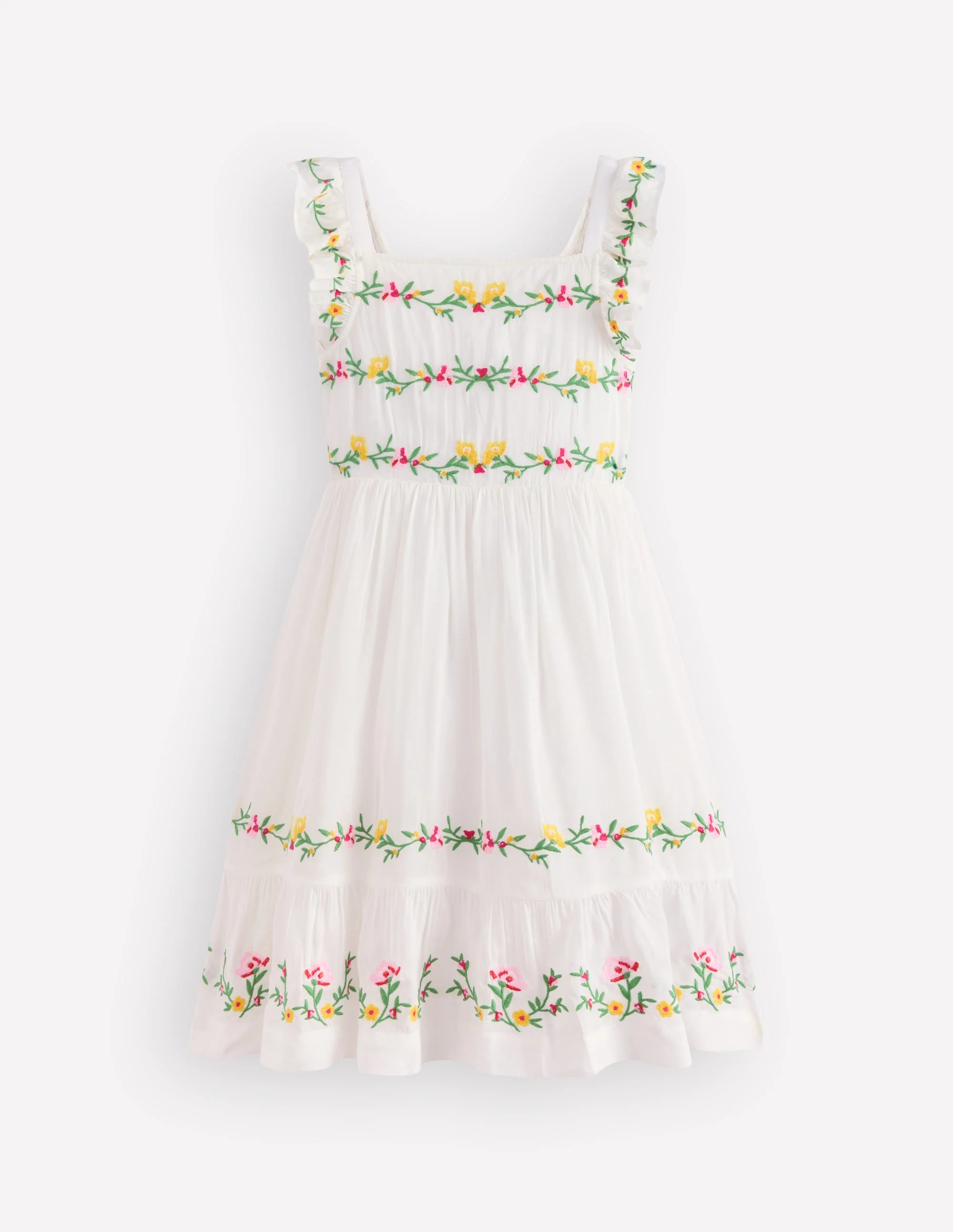 Shirred Bow Back Detail Dress-Soft Ivory