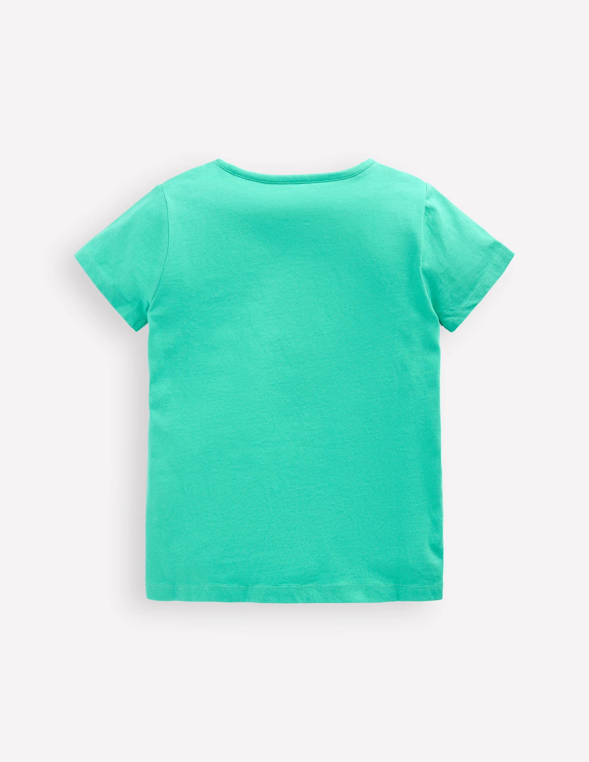 Short Sleeve Appliqué T-shirt-Turquoise Blue Bunny - Image 2