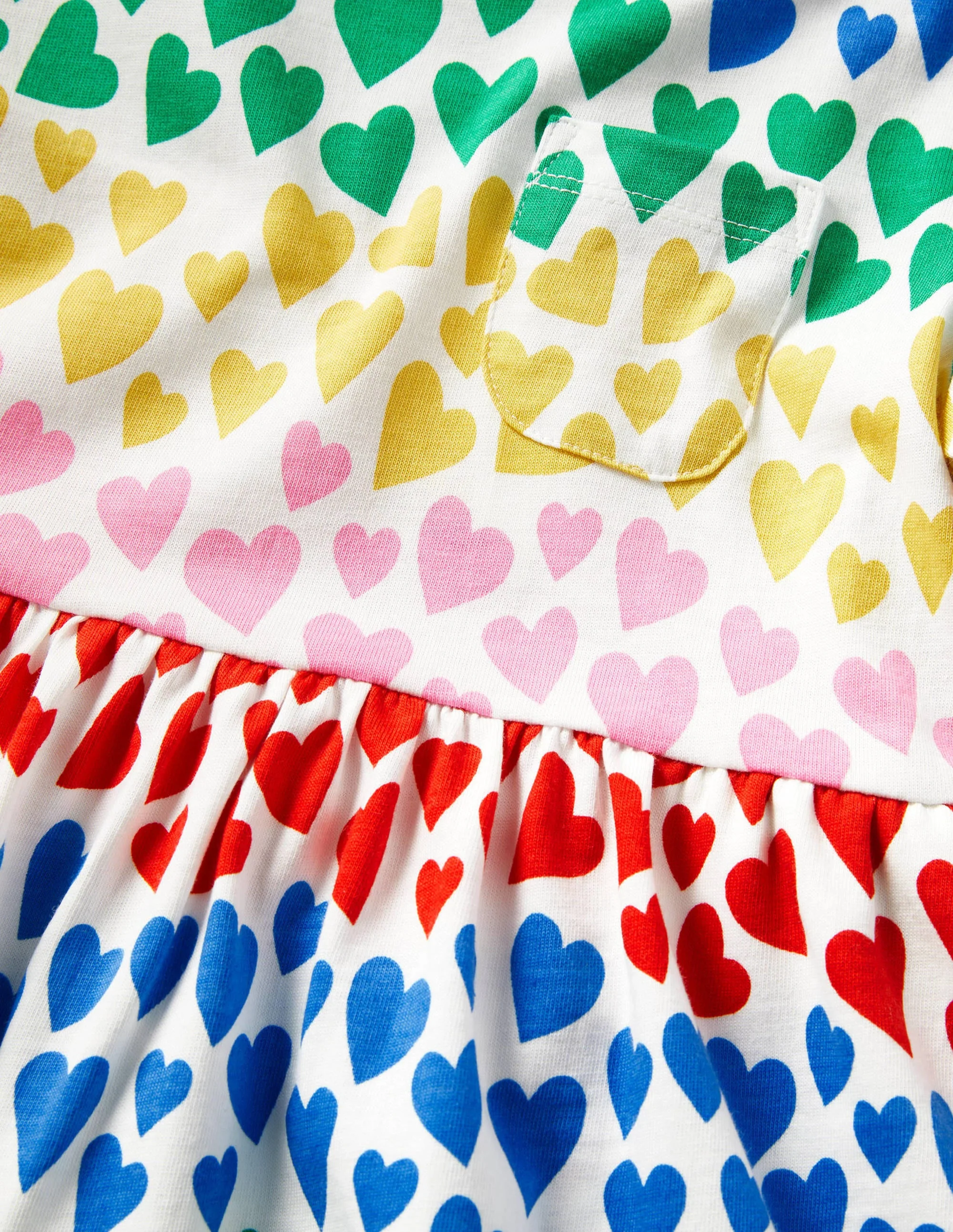 Short Sleeve Fun Jersey Dress-Multi Rainbow Hearts - Image 3