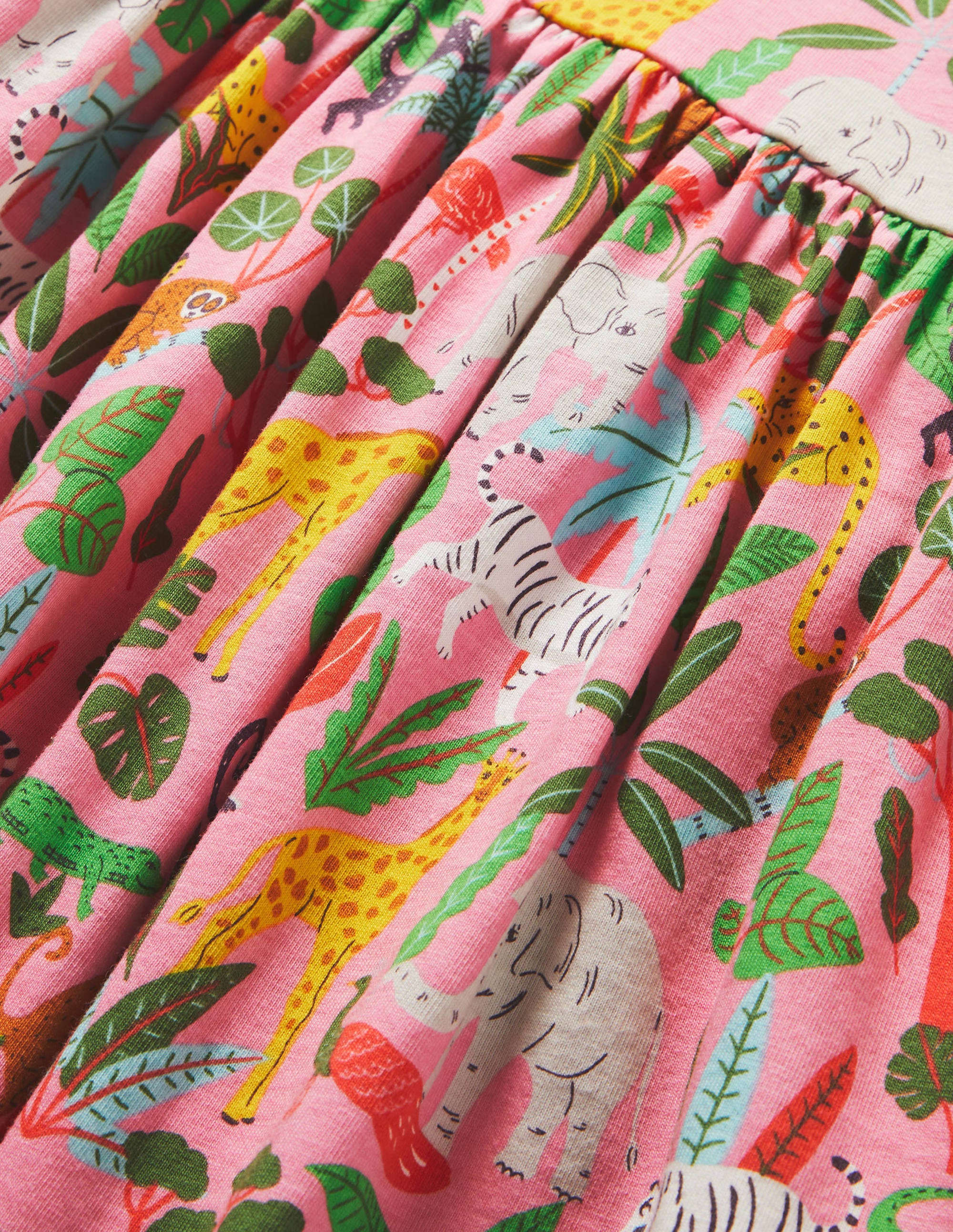 Short Sleeve Fun Jersey Dress-Pink Lemonade Jungle - Image 3