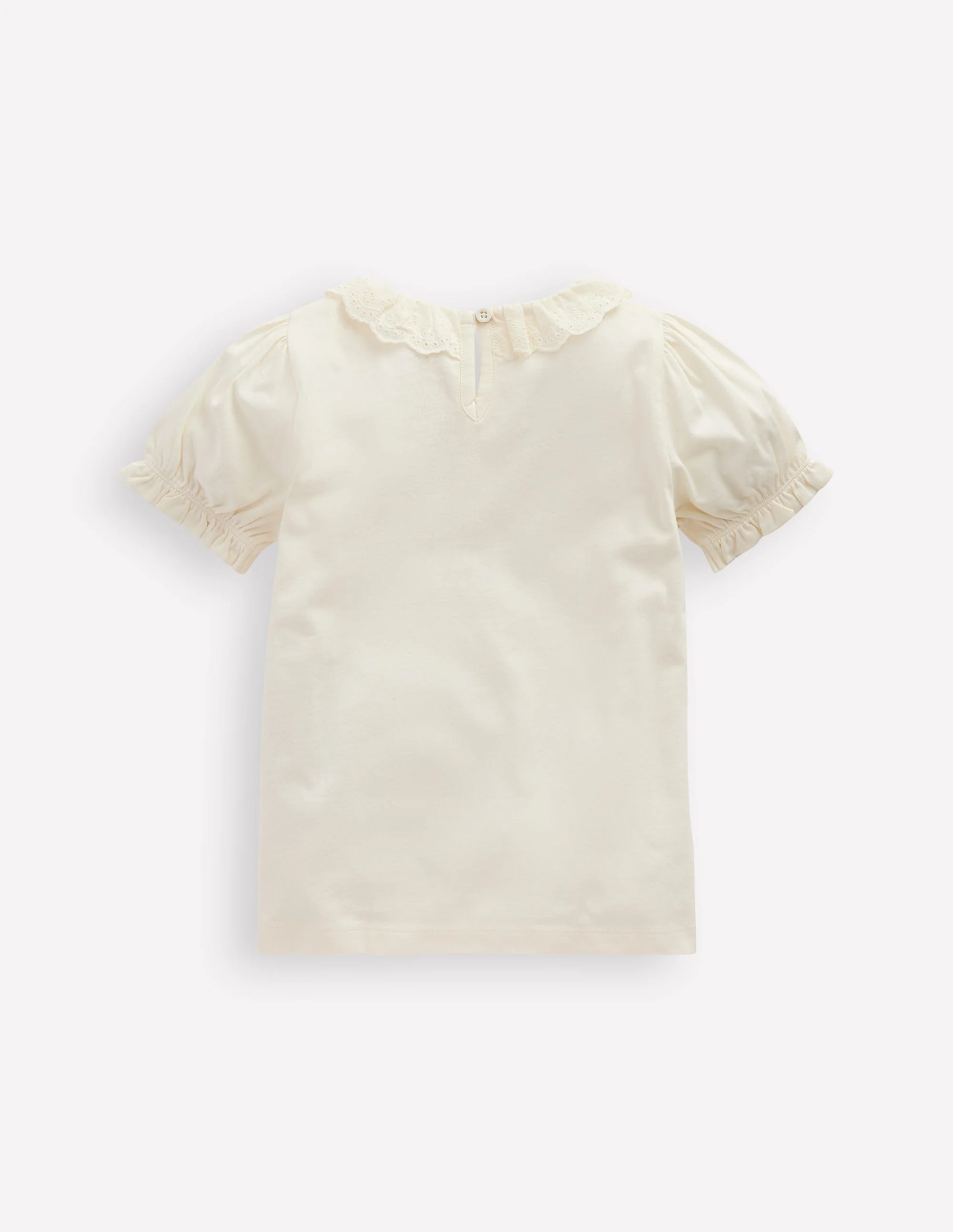 Short Sleeved Collared Top-Ivory Broderie - Image 2