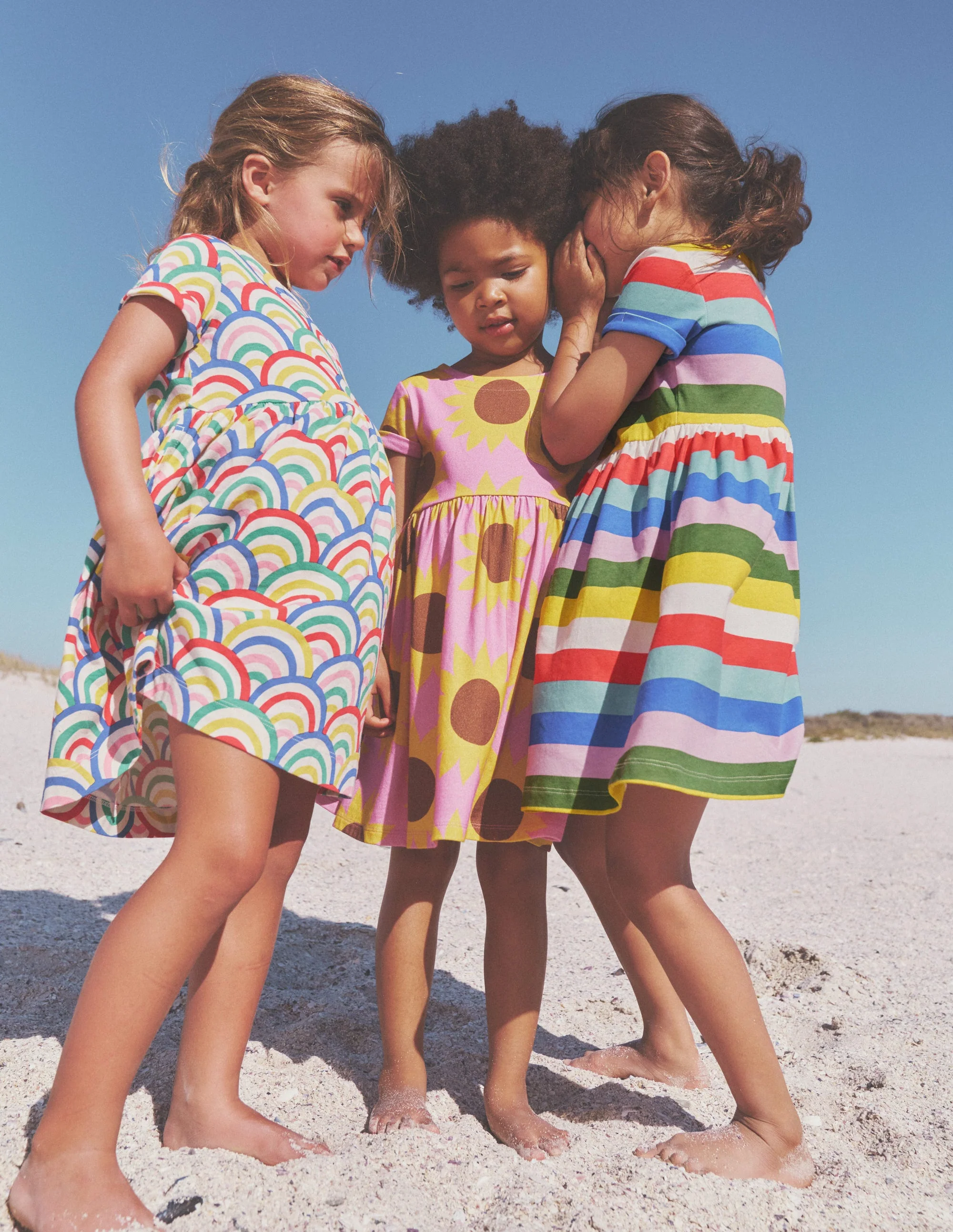 Short-sleeved Fun Jersey Dress-Ivory Multi Rainbow - Image 4
