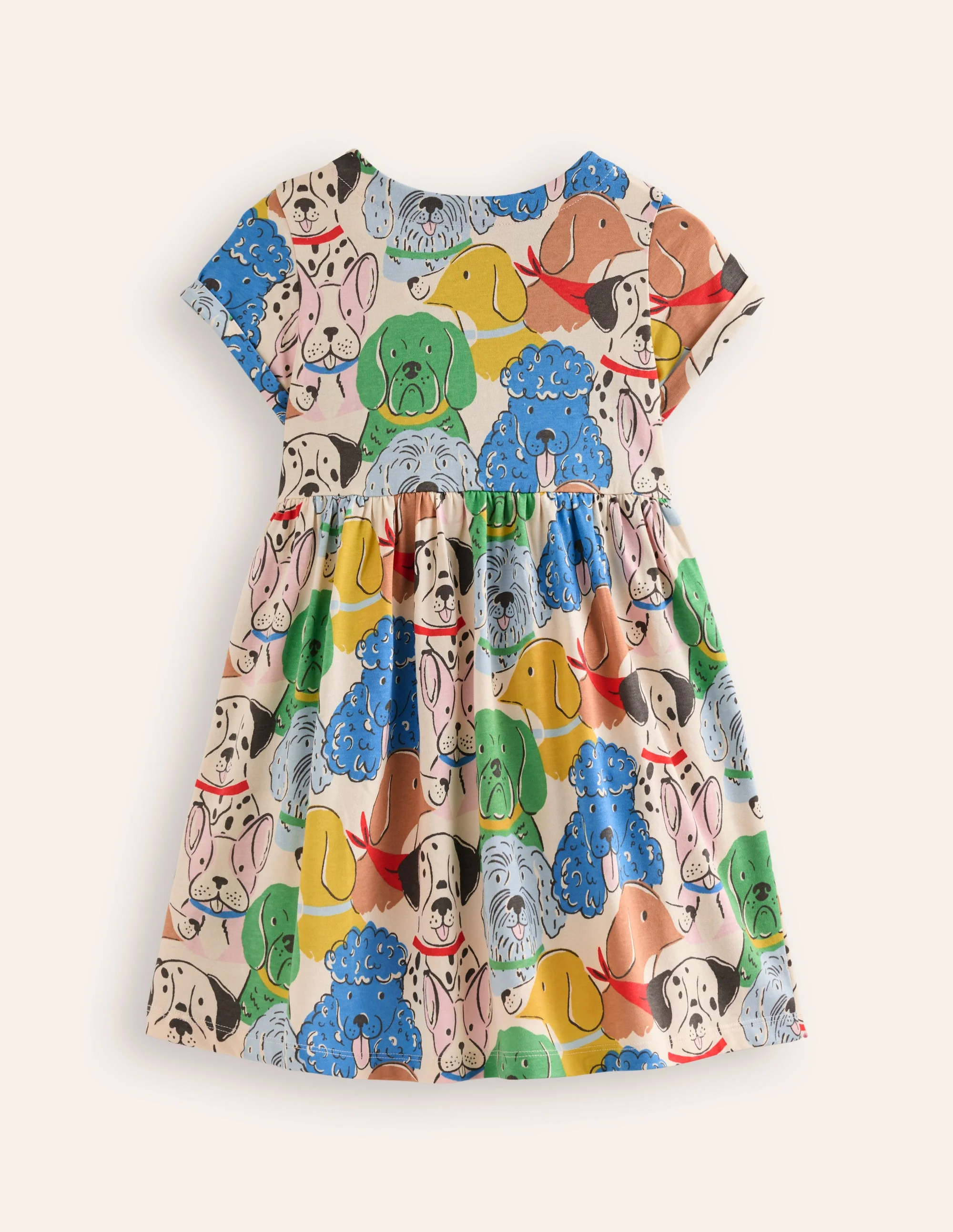 Short-sleeved Fun Jersey Dress-Multi Coloured Dogs - Image 2