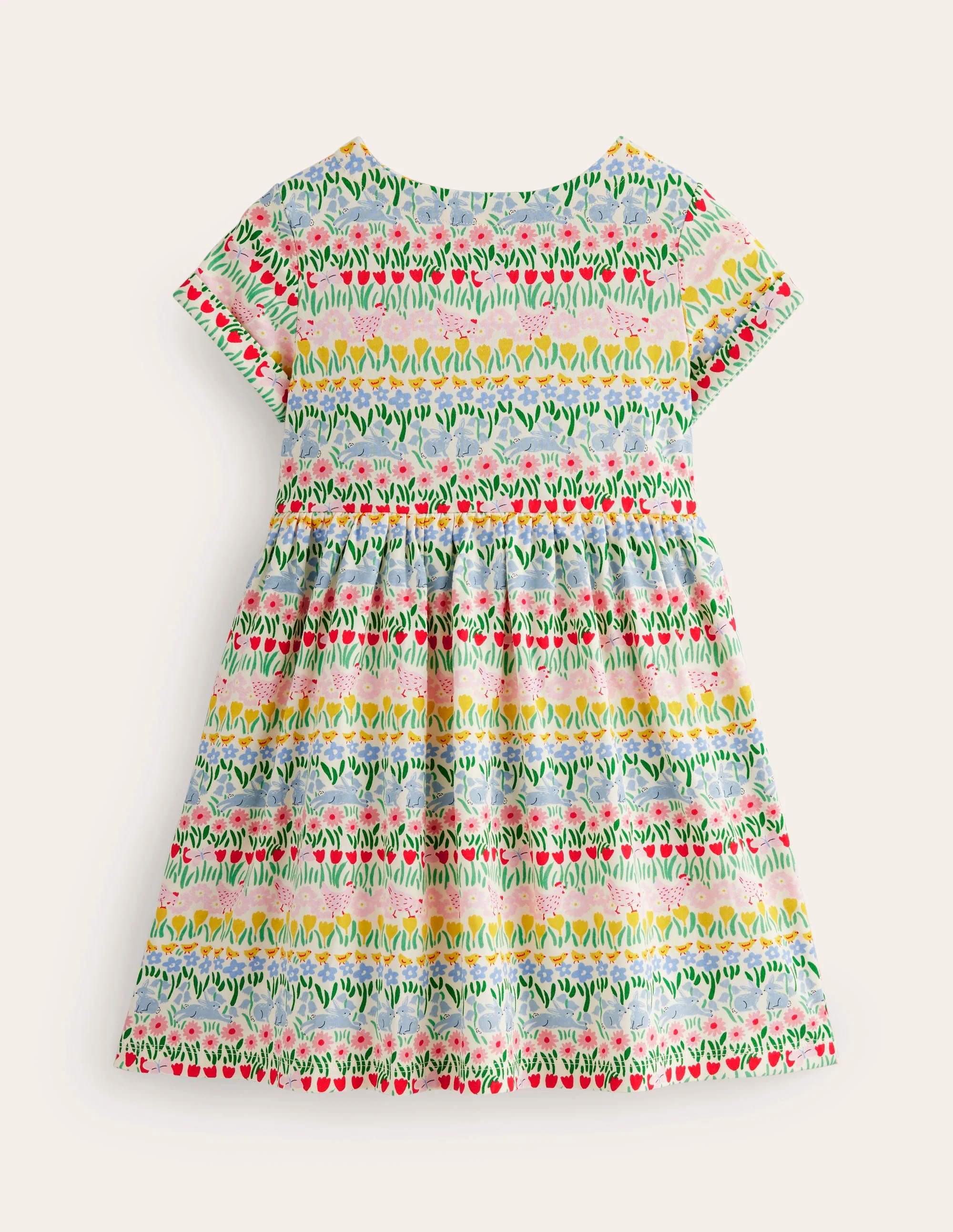 Short-sleeved Fun Jersey Dress-Multi Spring Stripe - Image 2