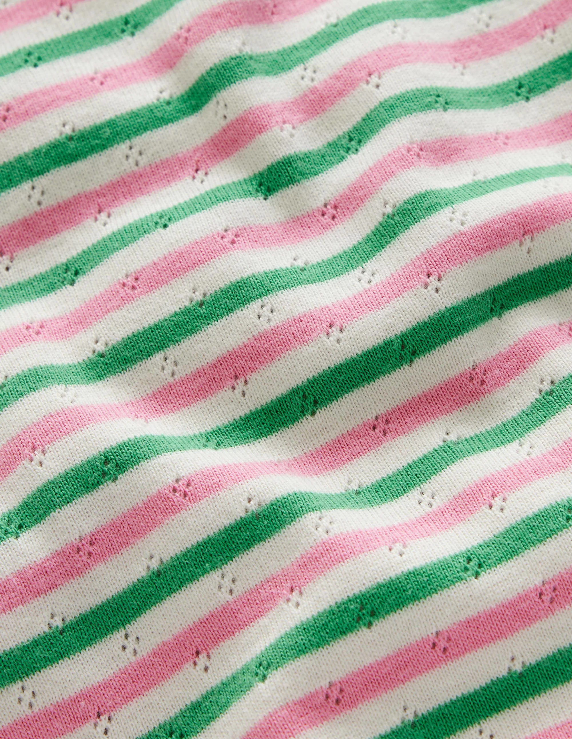 Short-sleeved Pointelle Top-Bubblegum Pink/Aloe Green - Image 3