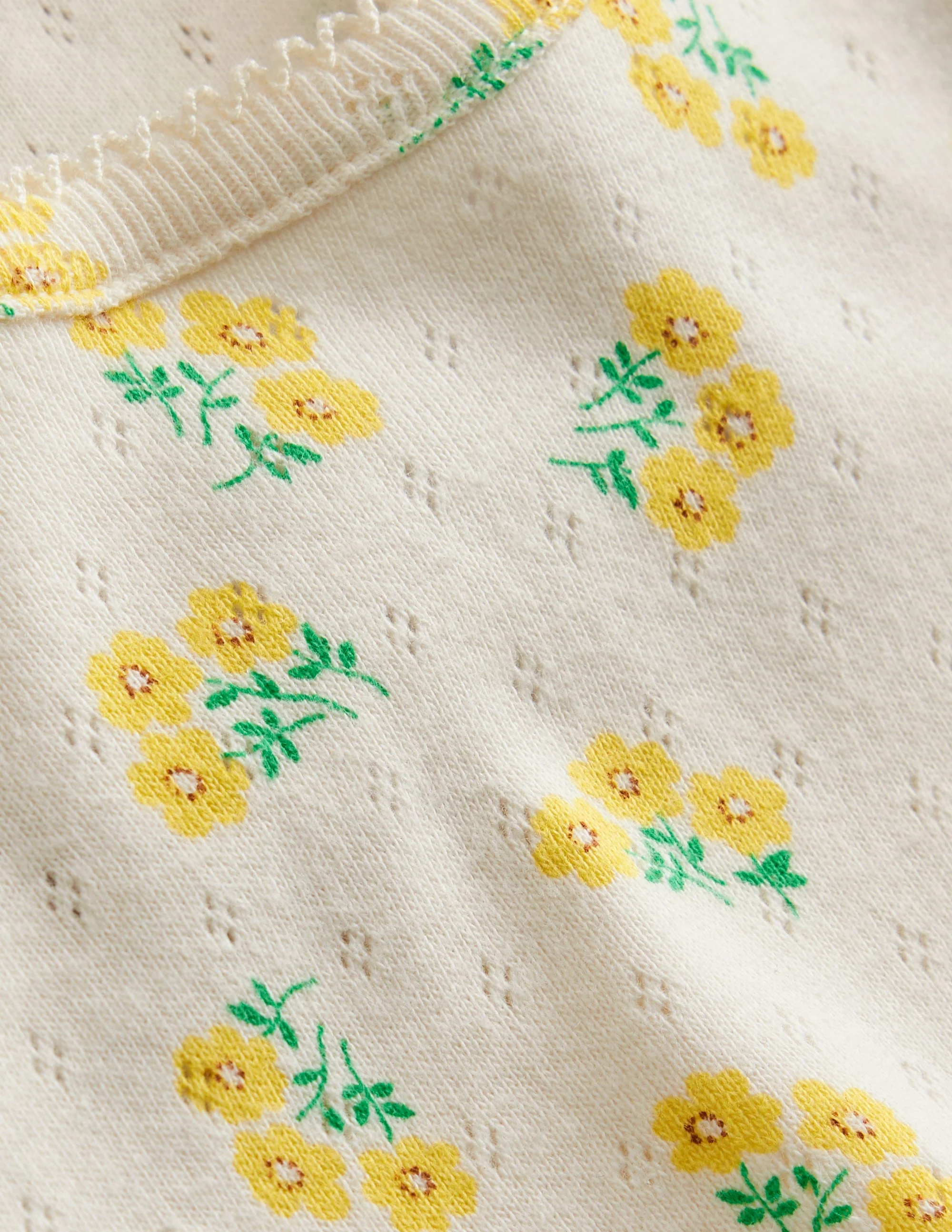 Short-sleeved Pointelle Top-Vanilla Pod Ditsy Floral - Image 3