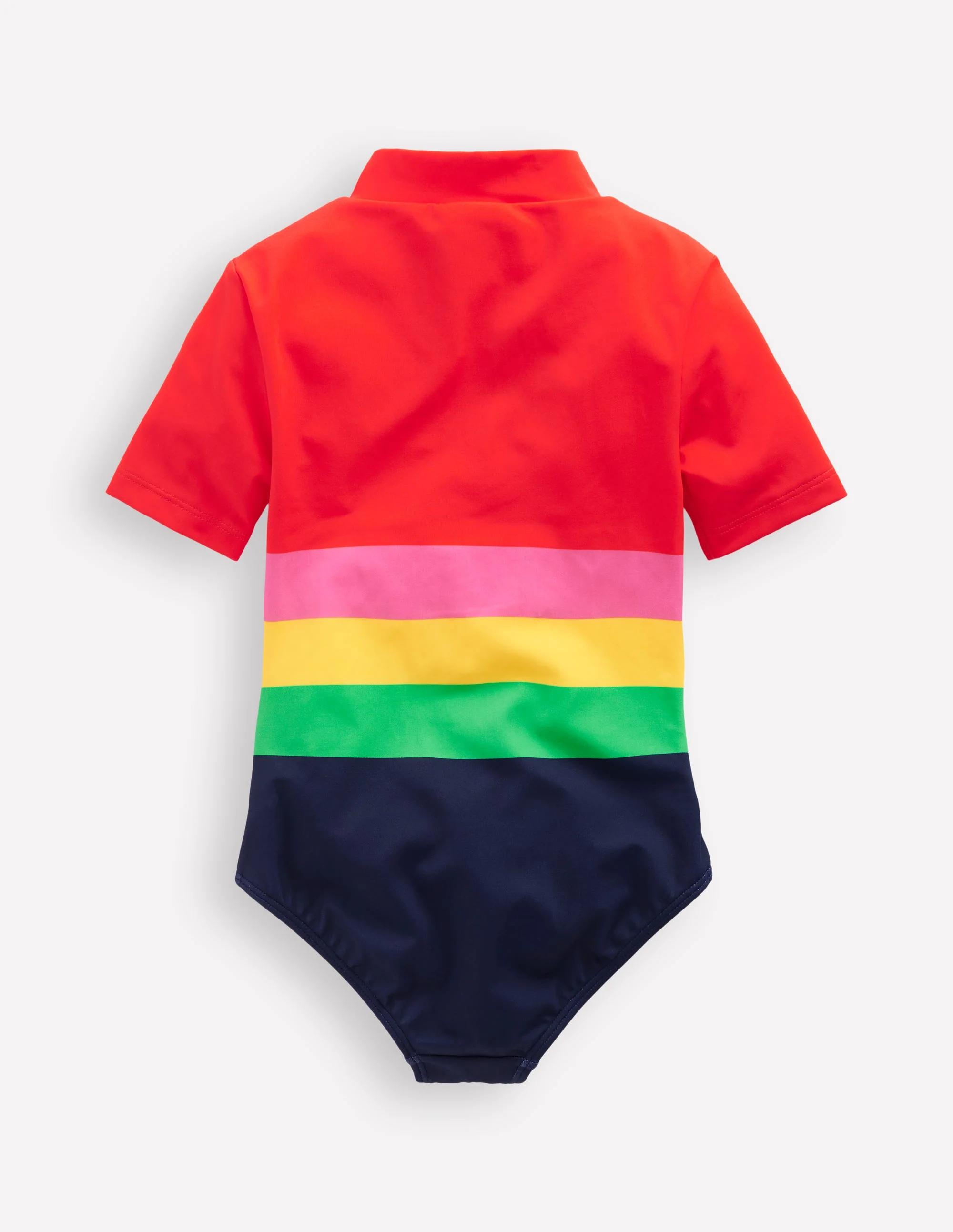 Short-sleeved Swimsuit-Red Multi Stripe - Image 2