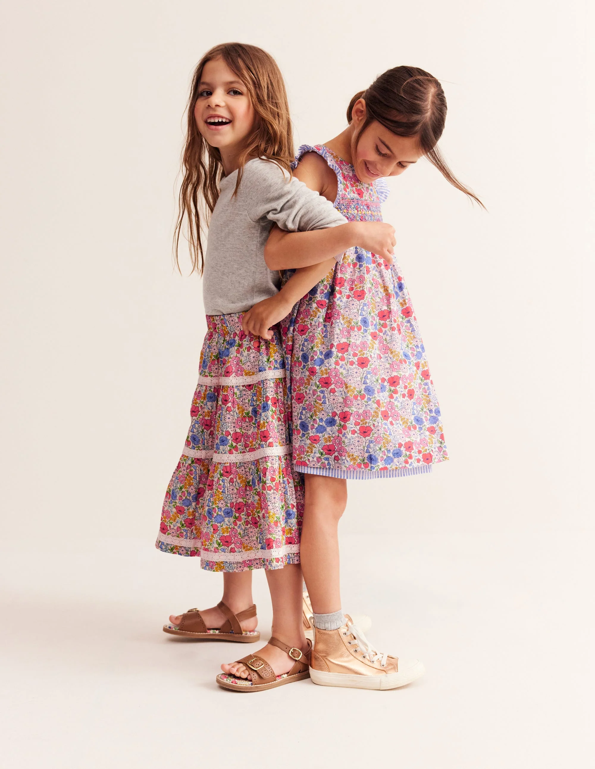 Smocked Lace Trim Dress-Multi Flowerbed - Image 2