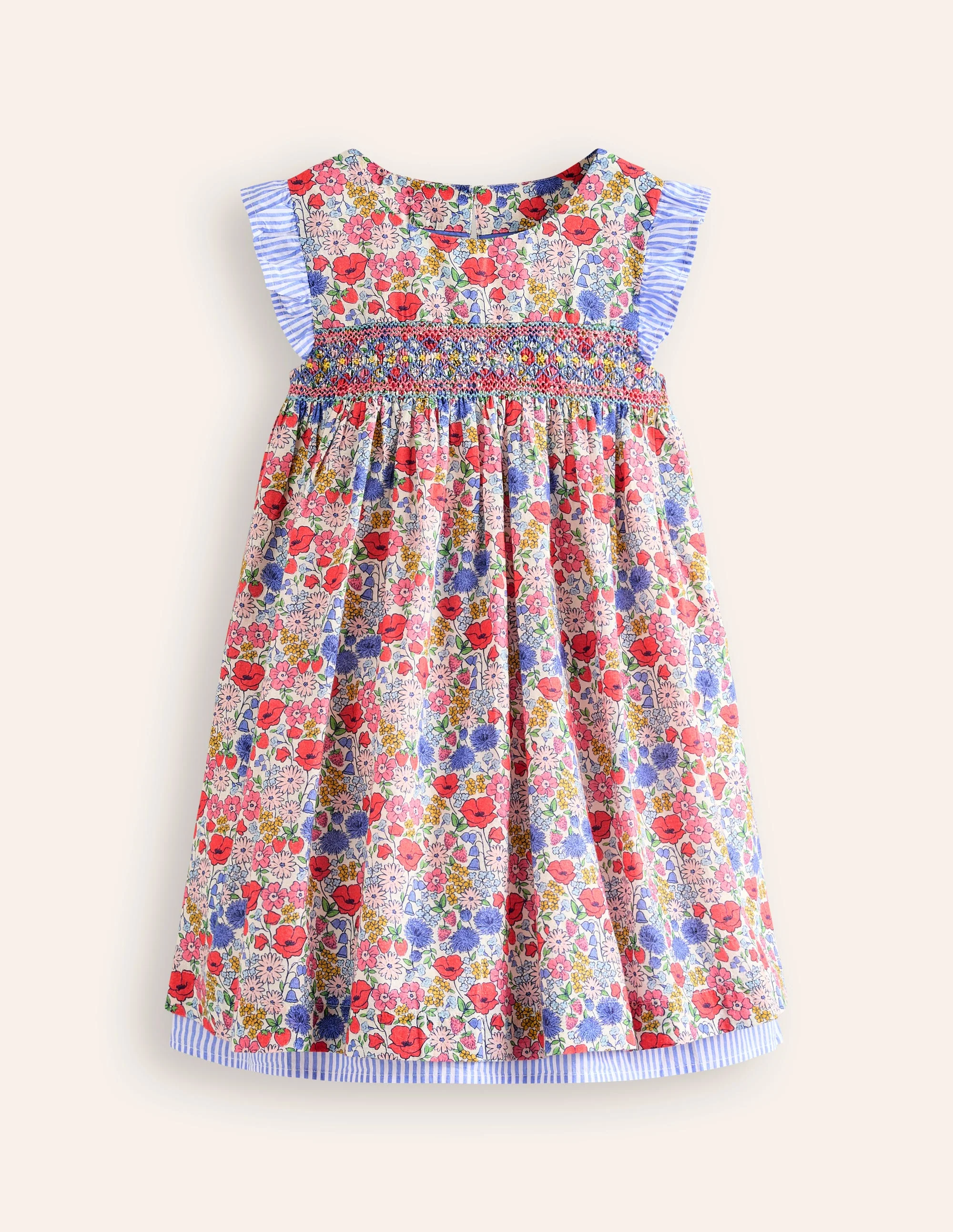 Smocked Lace Trim Dress-Multi Flowerbed - Image 3