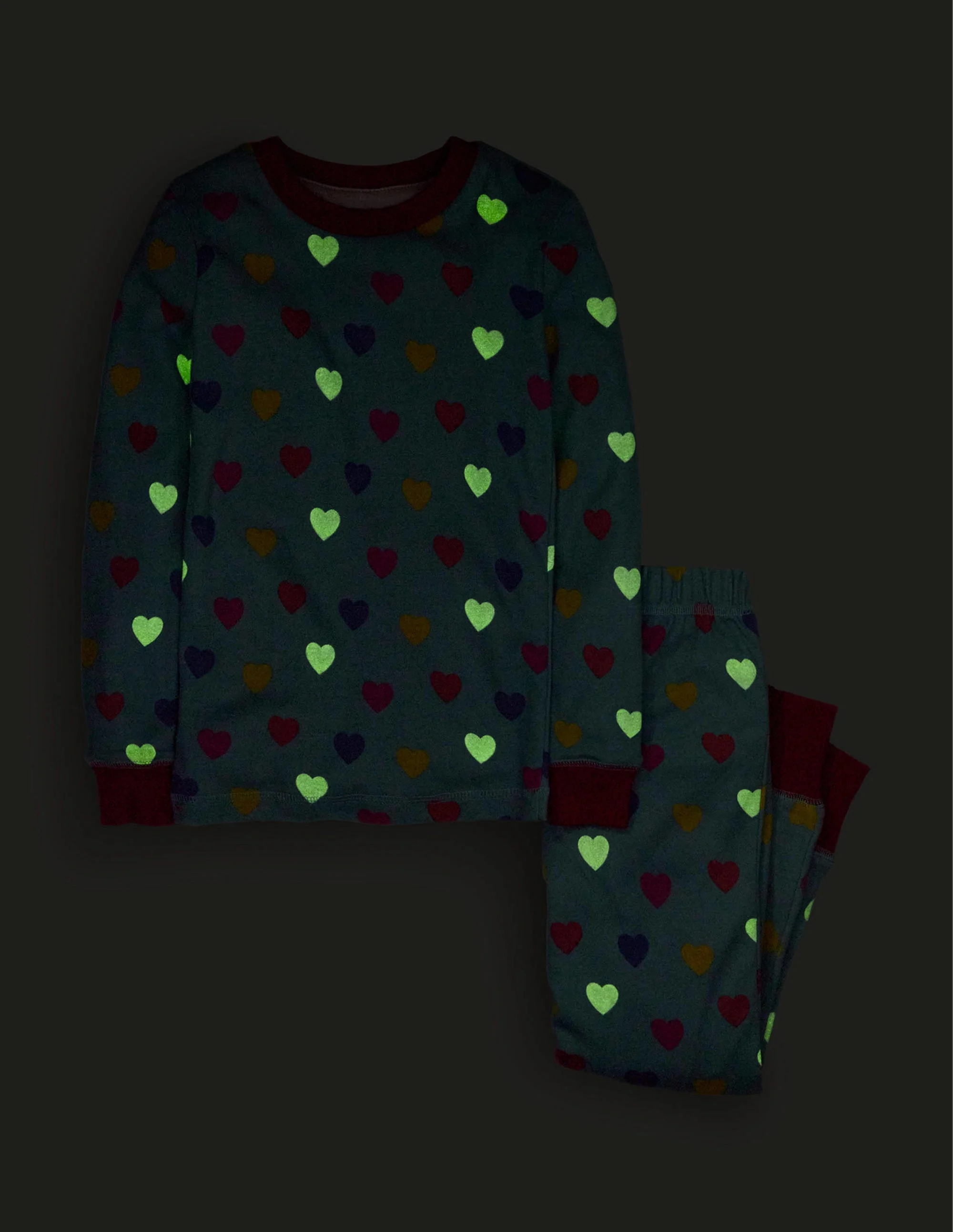 Snug Glow-In-The-Dark Pajamas-Tourmaline Blue Hearts - Image 4