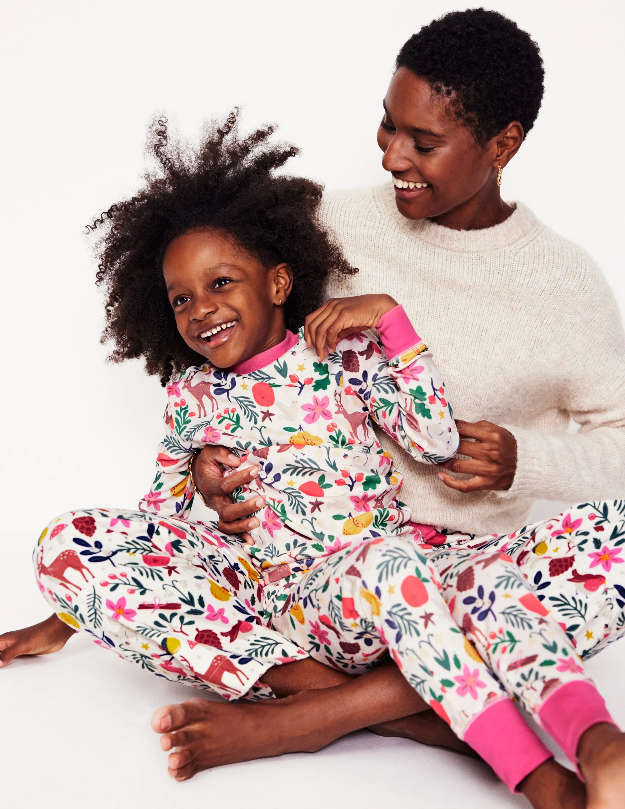 Snug Long John Pajamas-Ivory Festive - Image 4