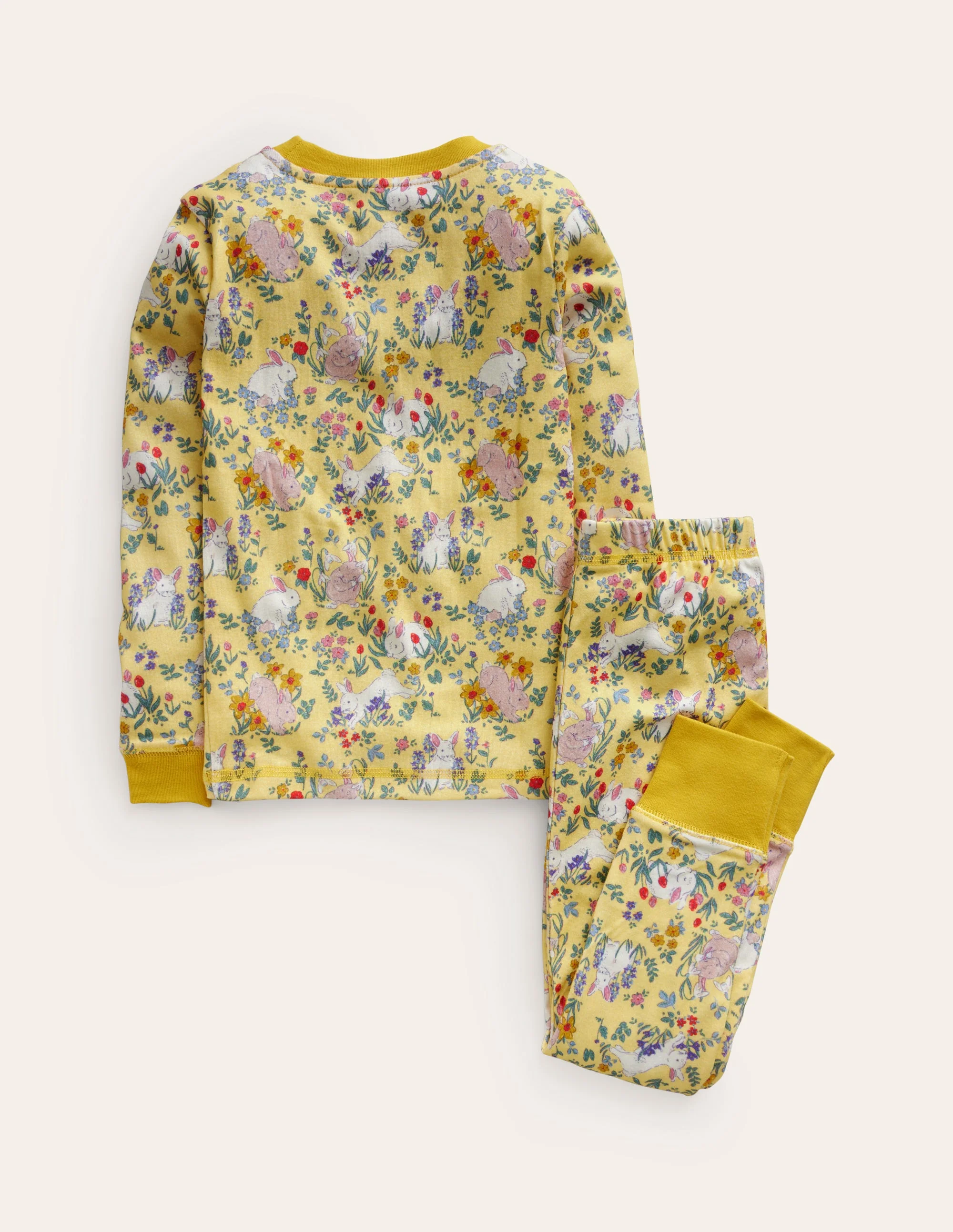 Snug Long John Pajamas-Spring Yellow Bunnies - Image 2