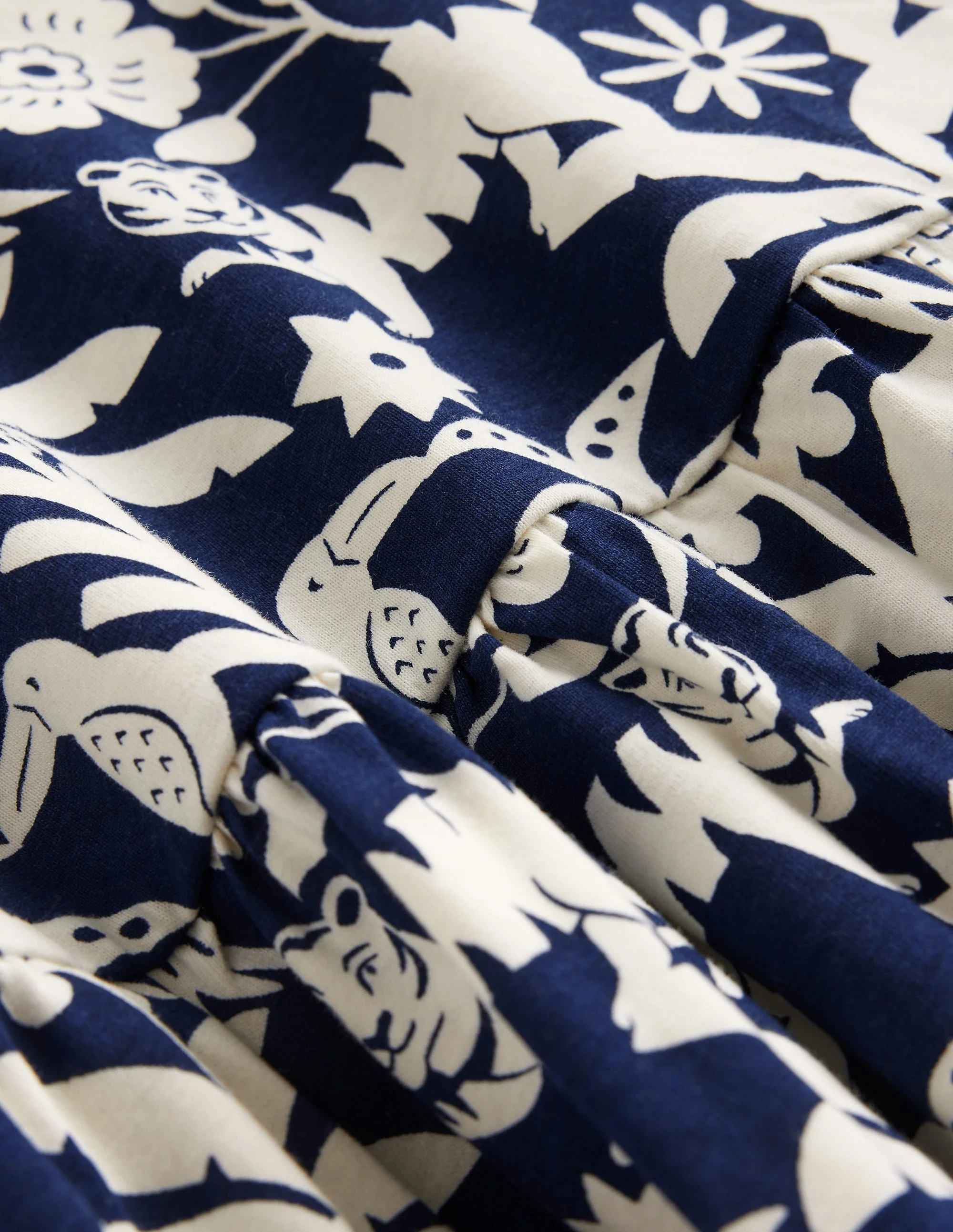 Strappy Drop Waist Dress-College Navy Animal Woodblock - Image 3
