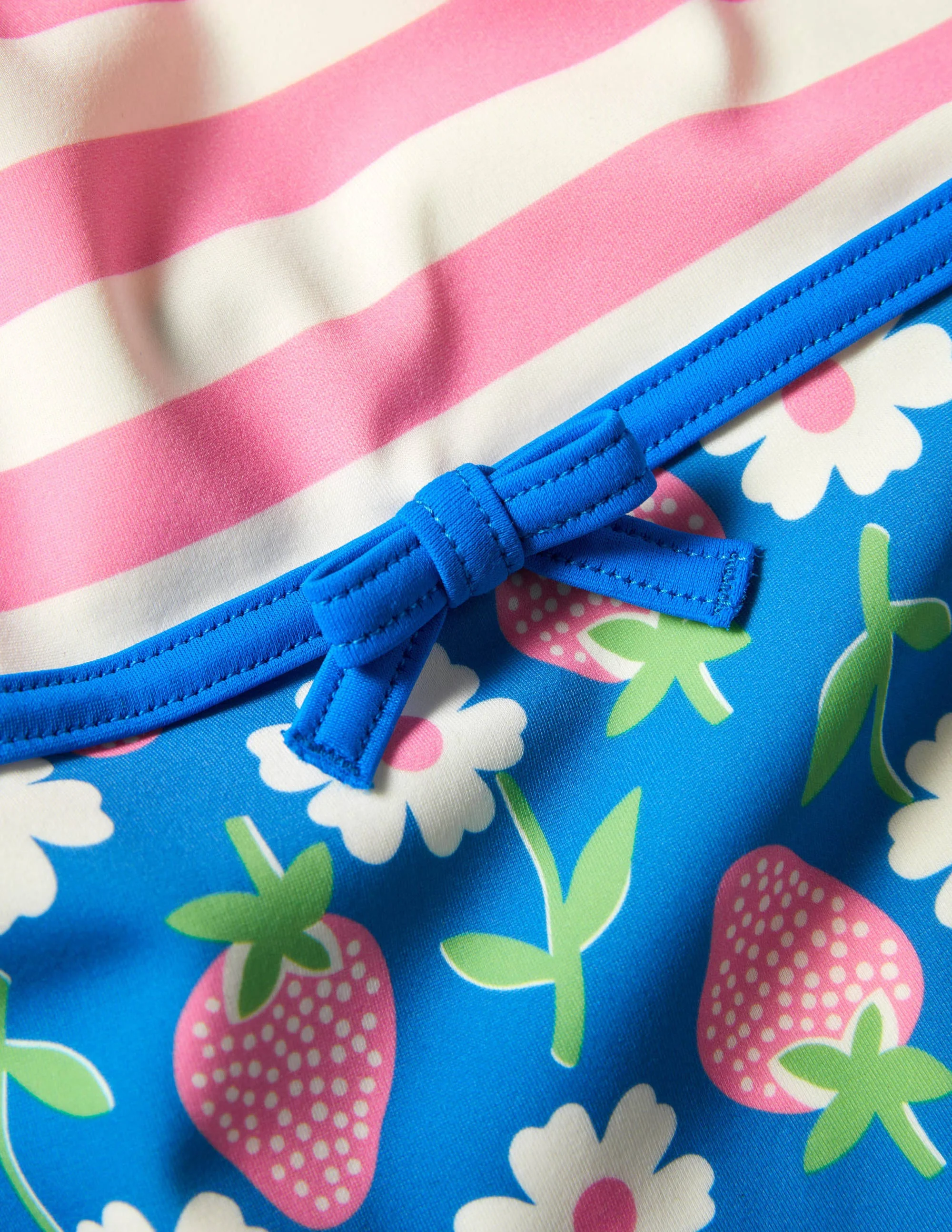 Strawberry Hotchpotch Cross-back Swimsuit-Bright Blue Strawberry Stamp - Image 3