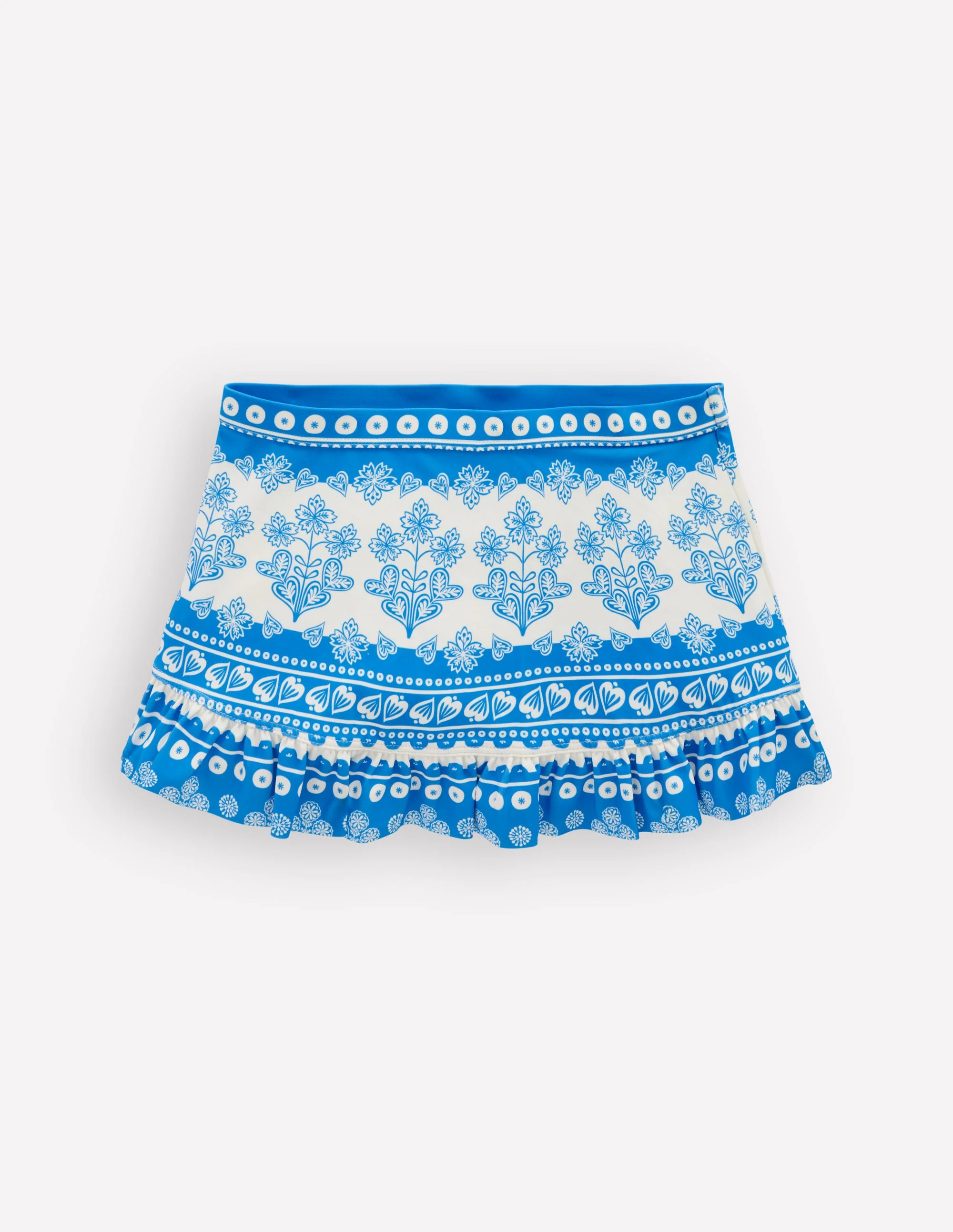 Swim Skirt-Azure Blue Woodblock