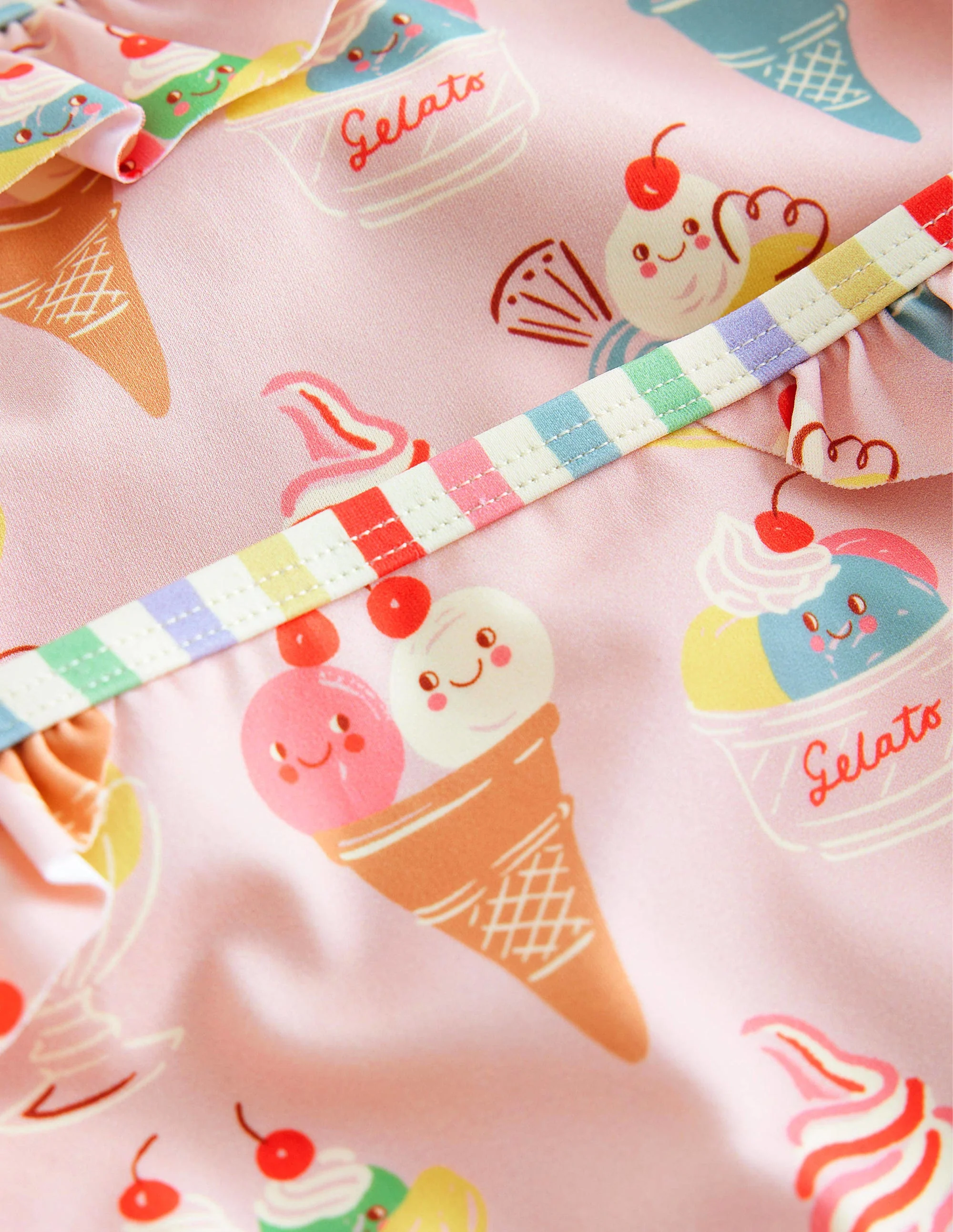 Tie Back Frilly Bikini-French Pink & Small Ice Cream - Image 3