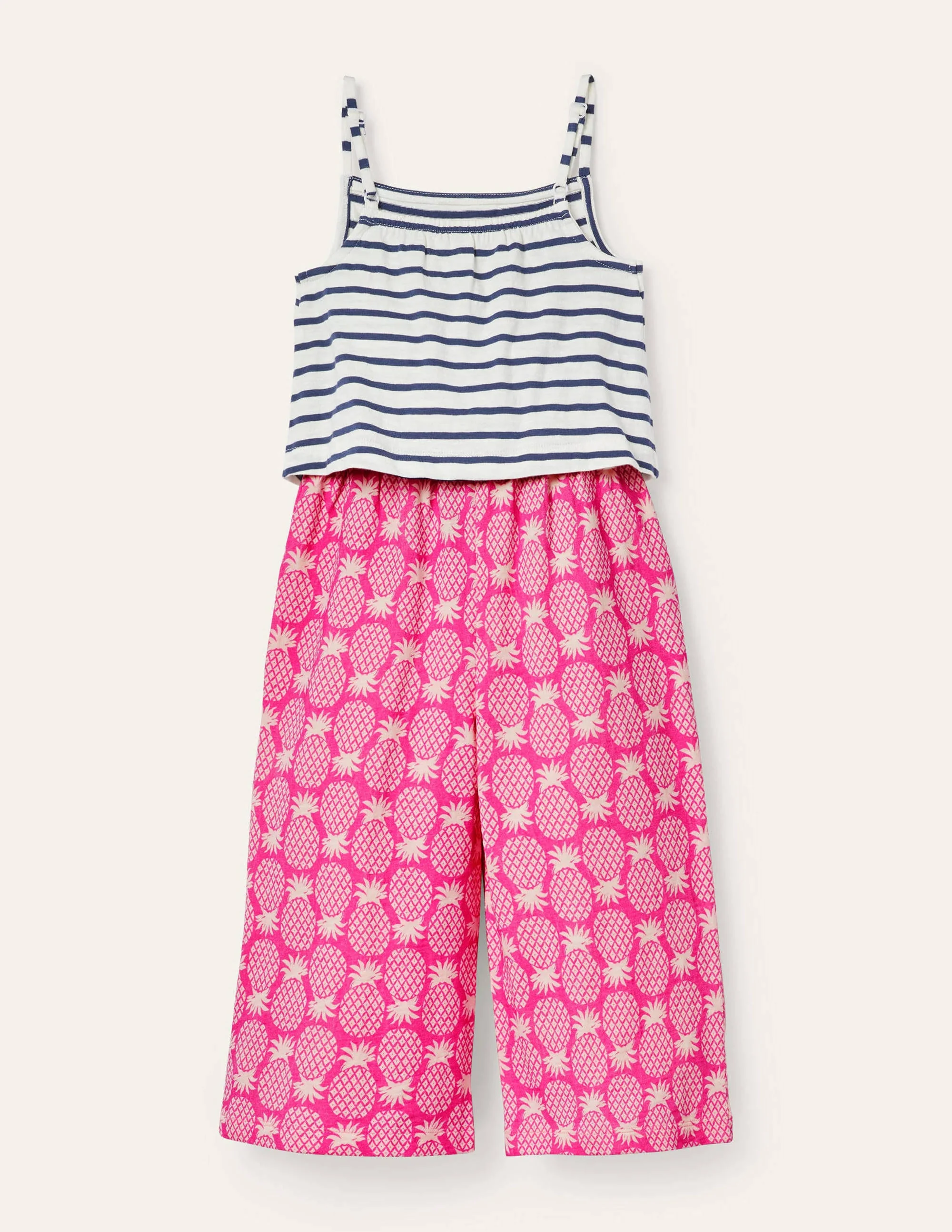 Tie Detail Jersey Jumpsuit-Party Pink Pineapple Geo - Image 2