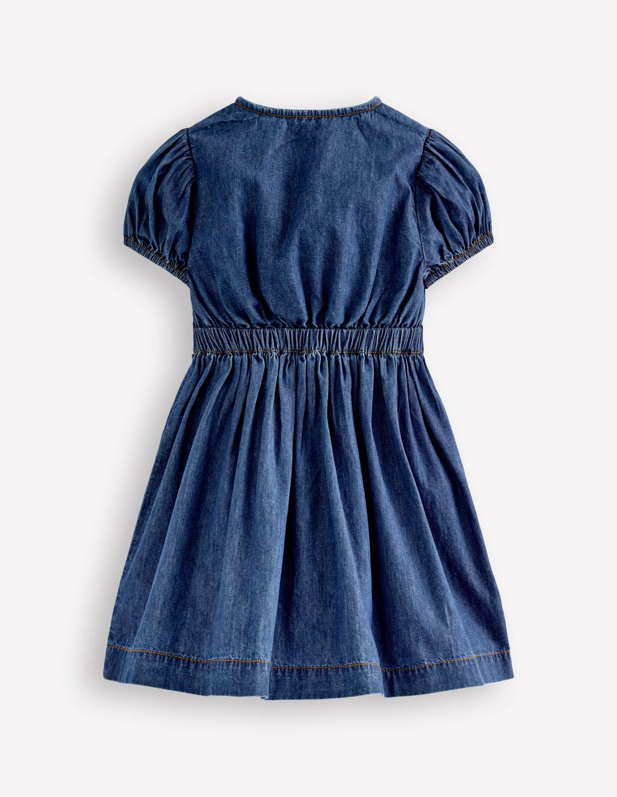 Tie Front Woven Dress-Denim - Image 2