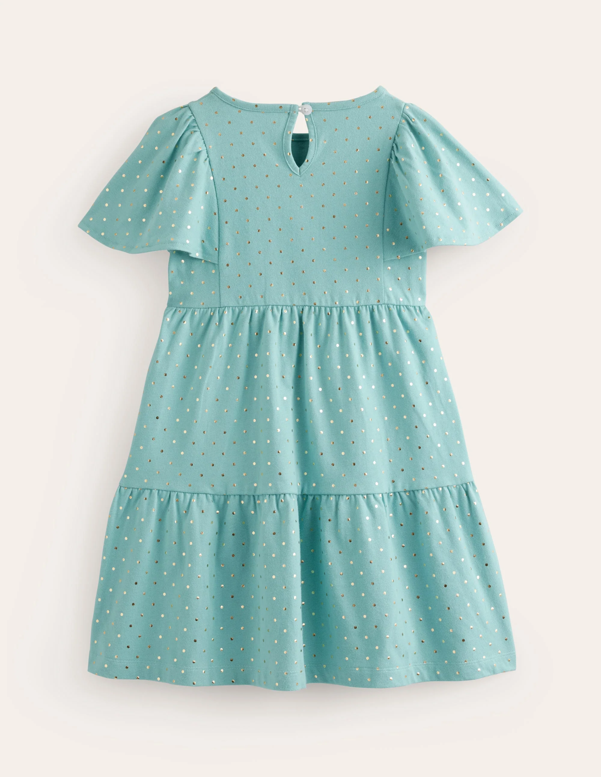 Tiered Flutter Jersey Dress-Aqua Sea Spot - Image 2