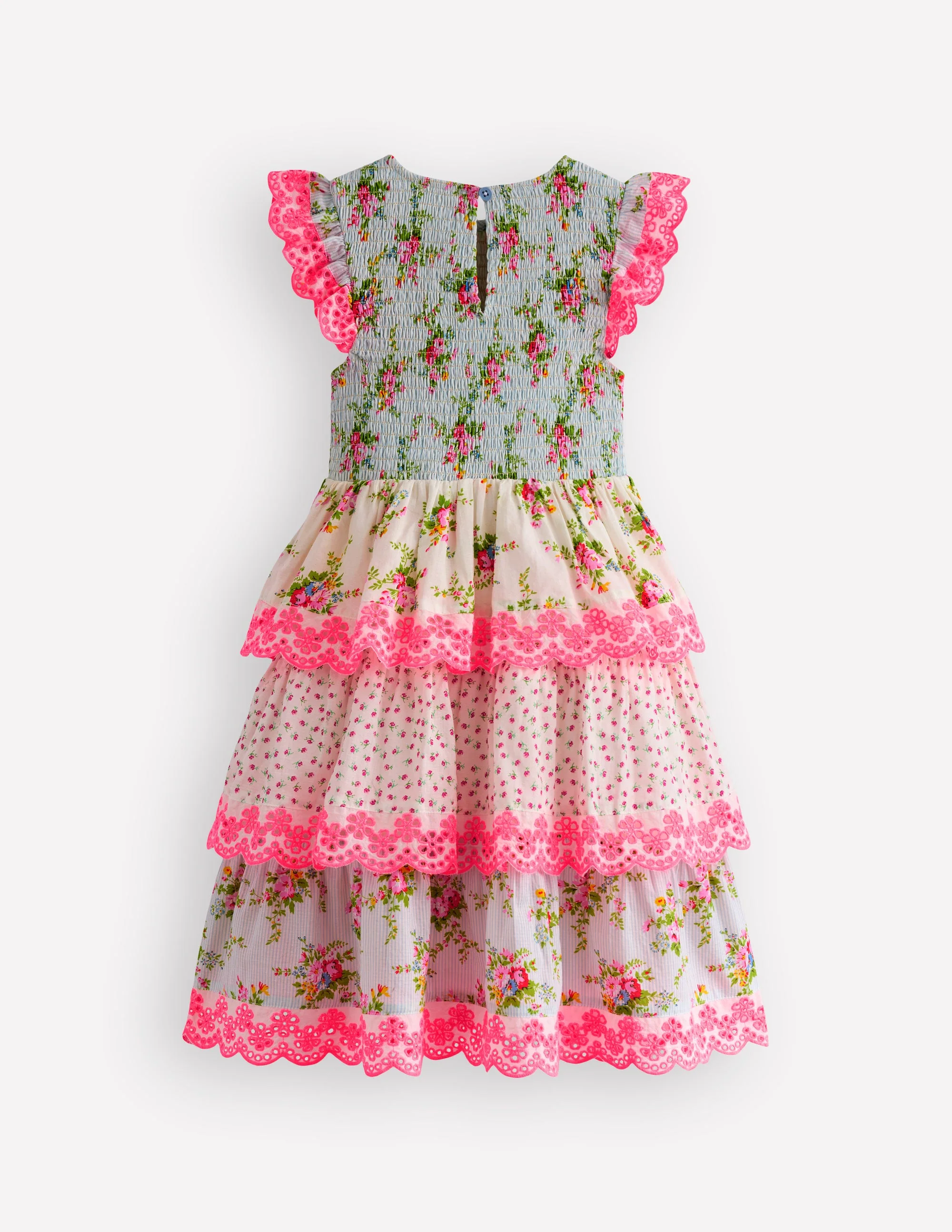Tiered Lace Trim Dress-Festival Pink Ditsy Rose - Image 2