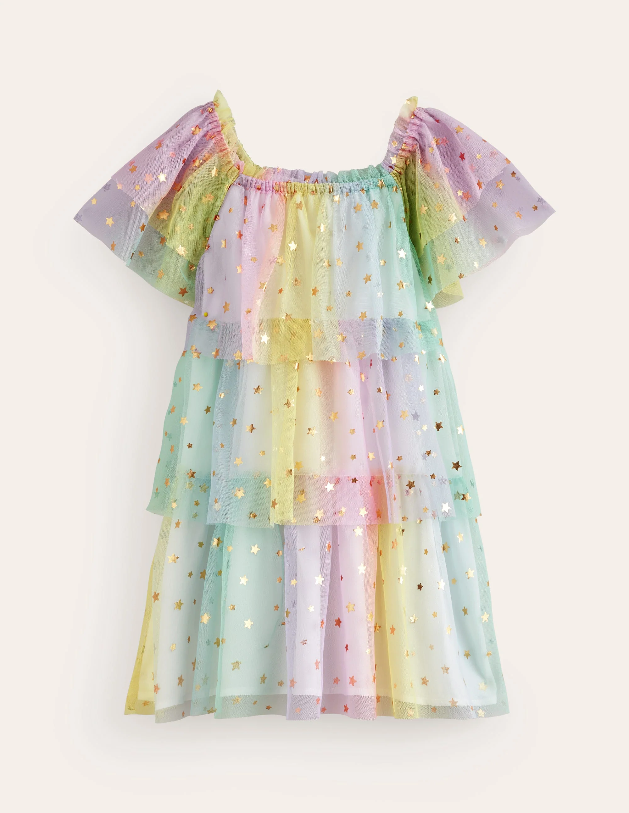 Tiered Tulle Dress-Multi Ombre Gold Foil Star - Image 2