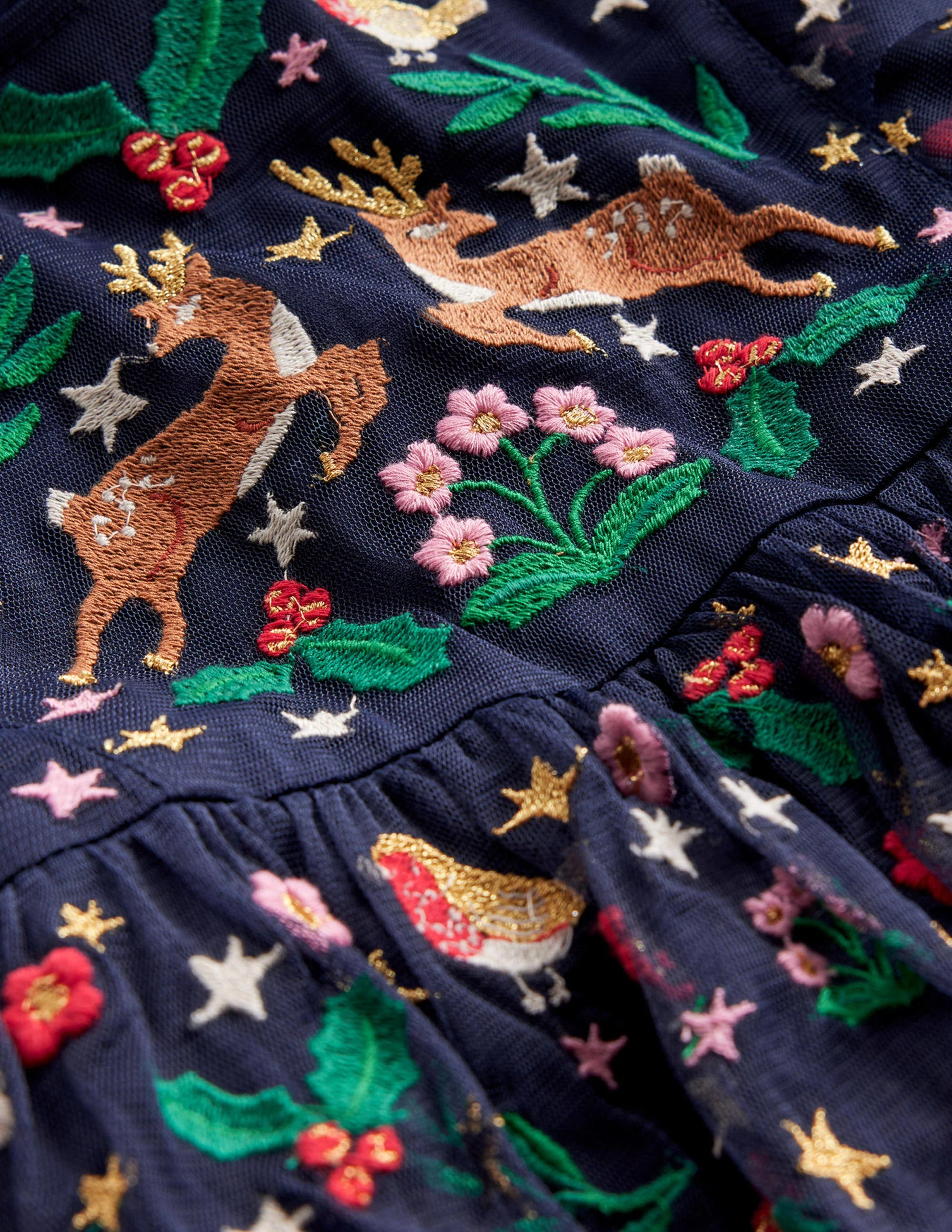 Tulle Embroidered Party Dress-French Navy - Image 3