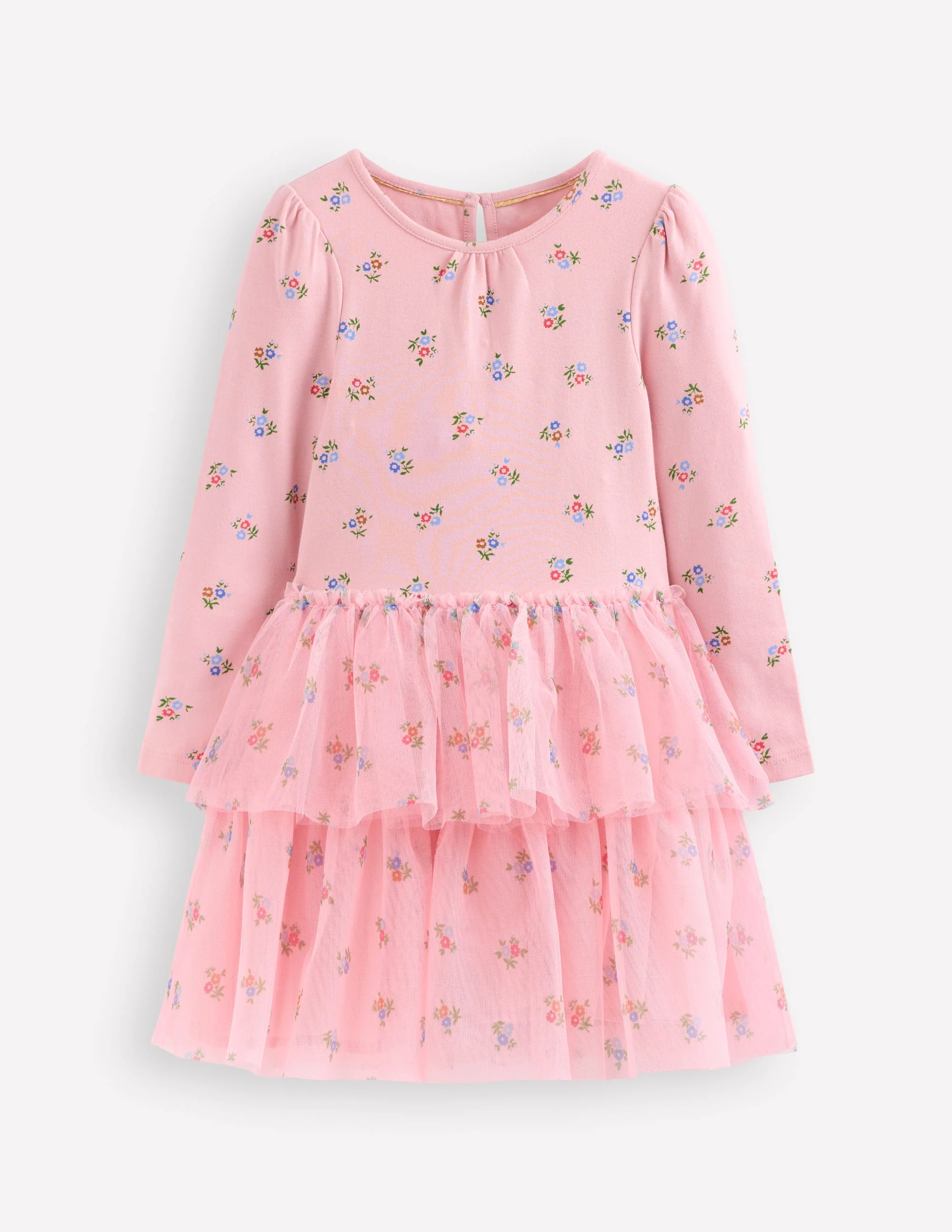 Tulle Mix Dress-Vintage Pink Ditsy Floral