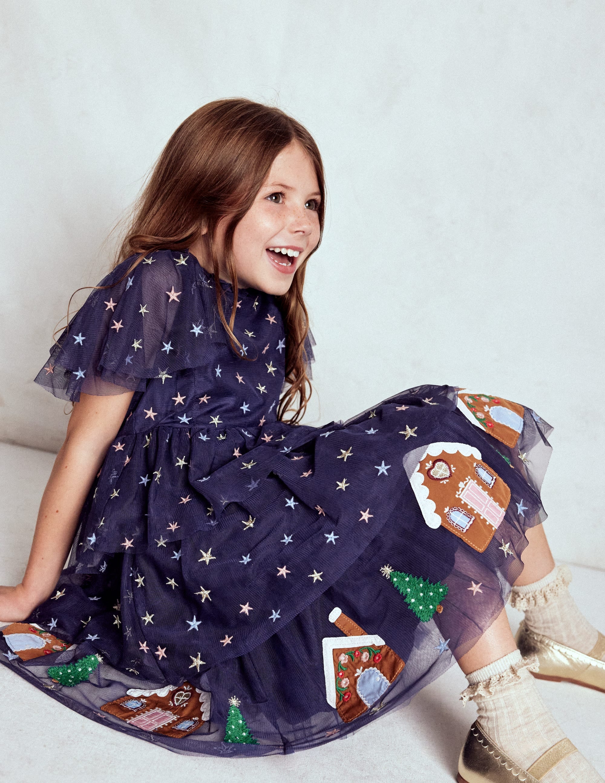 Tulle Tiered Gingerbread Dress-Medieval Blue - Image 3
