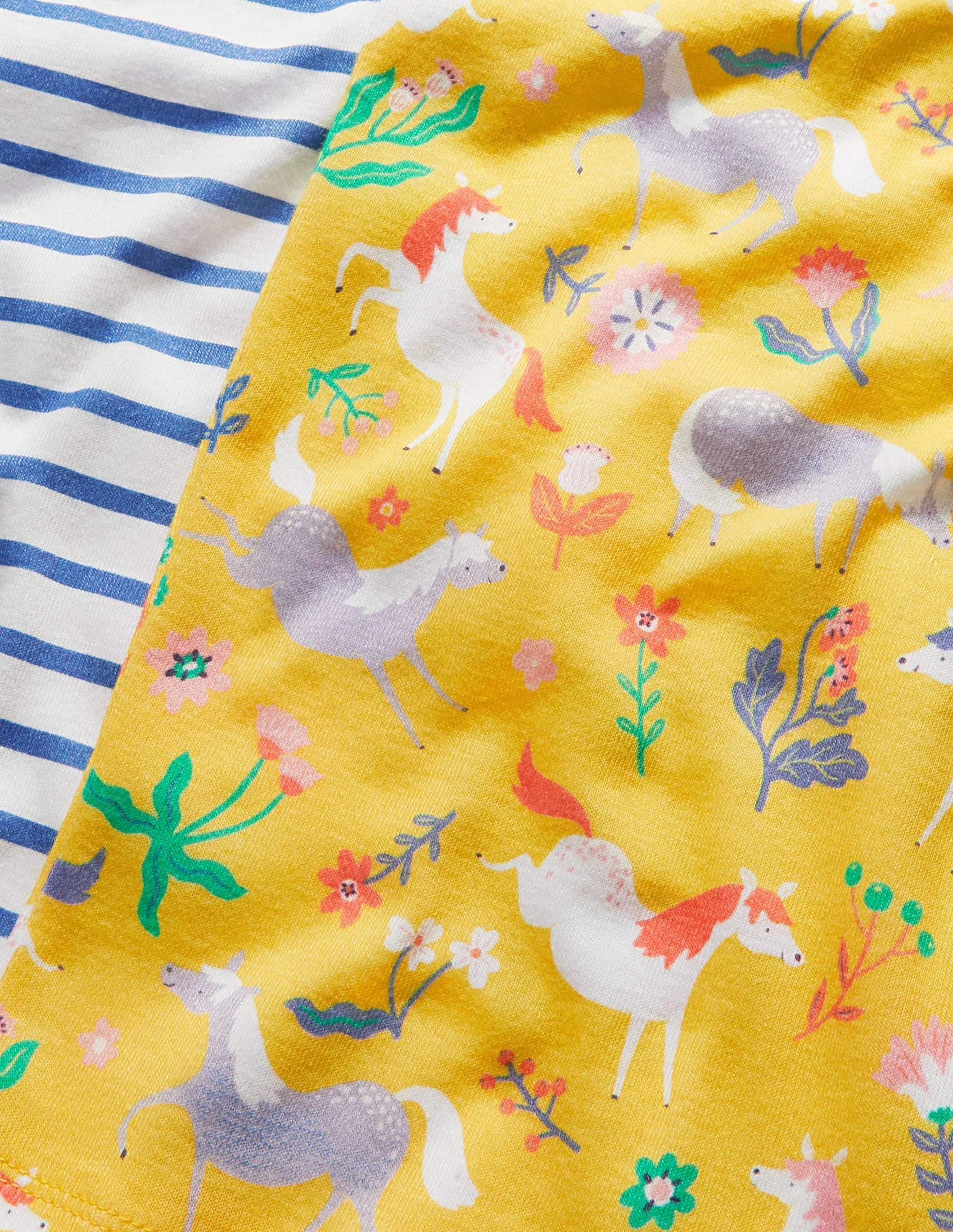 Twin Pack Short John Pajamas-Sweetcorn Yellow Ponies - Image 3