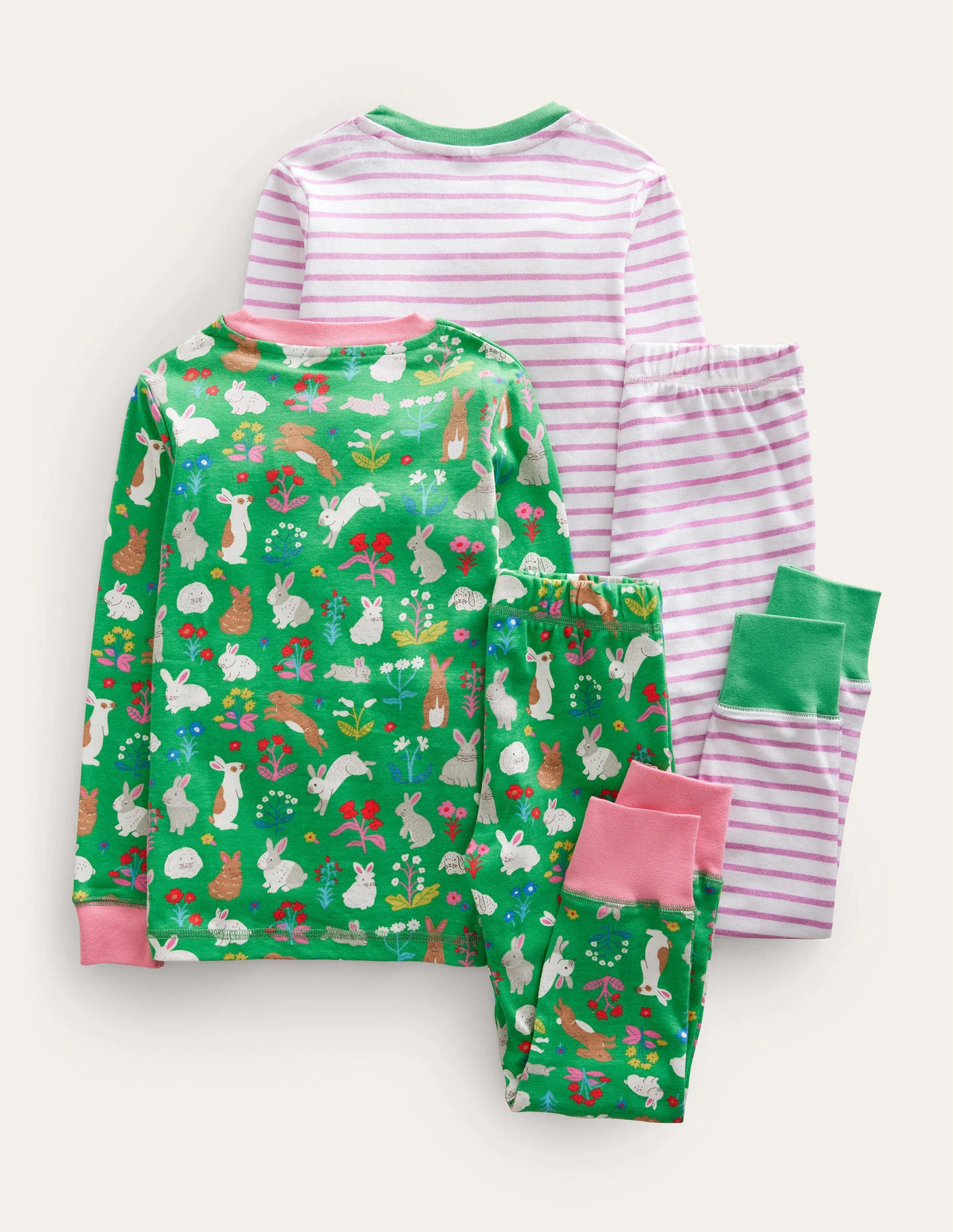 Twin Pack Snug Pajamas-Aloe Green Bunnies - Image 2
