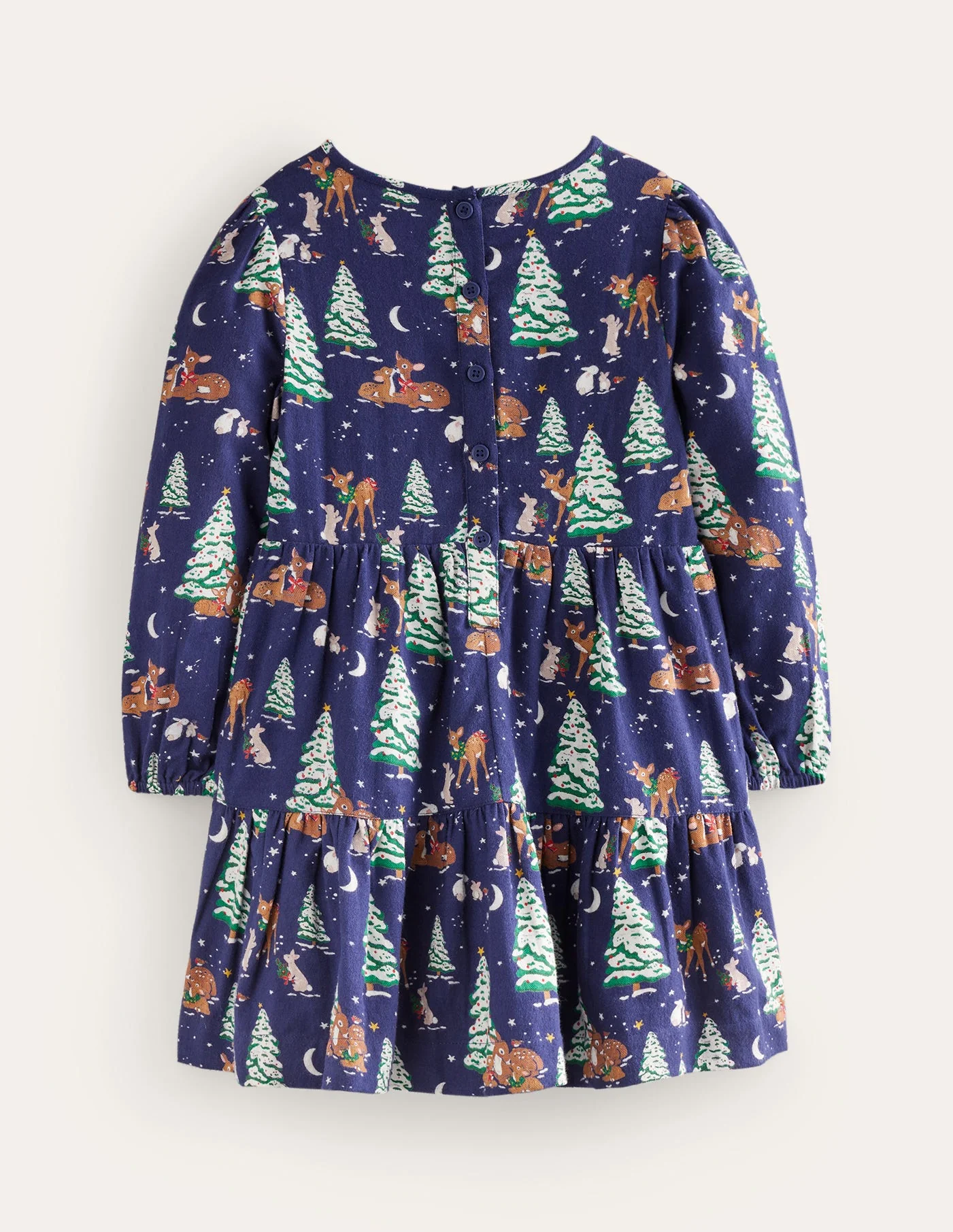 Twirly Cotton Dress-College Navy Festive Woodland - Image 2