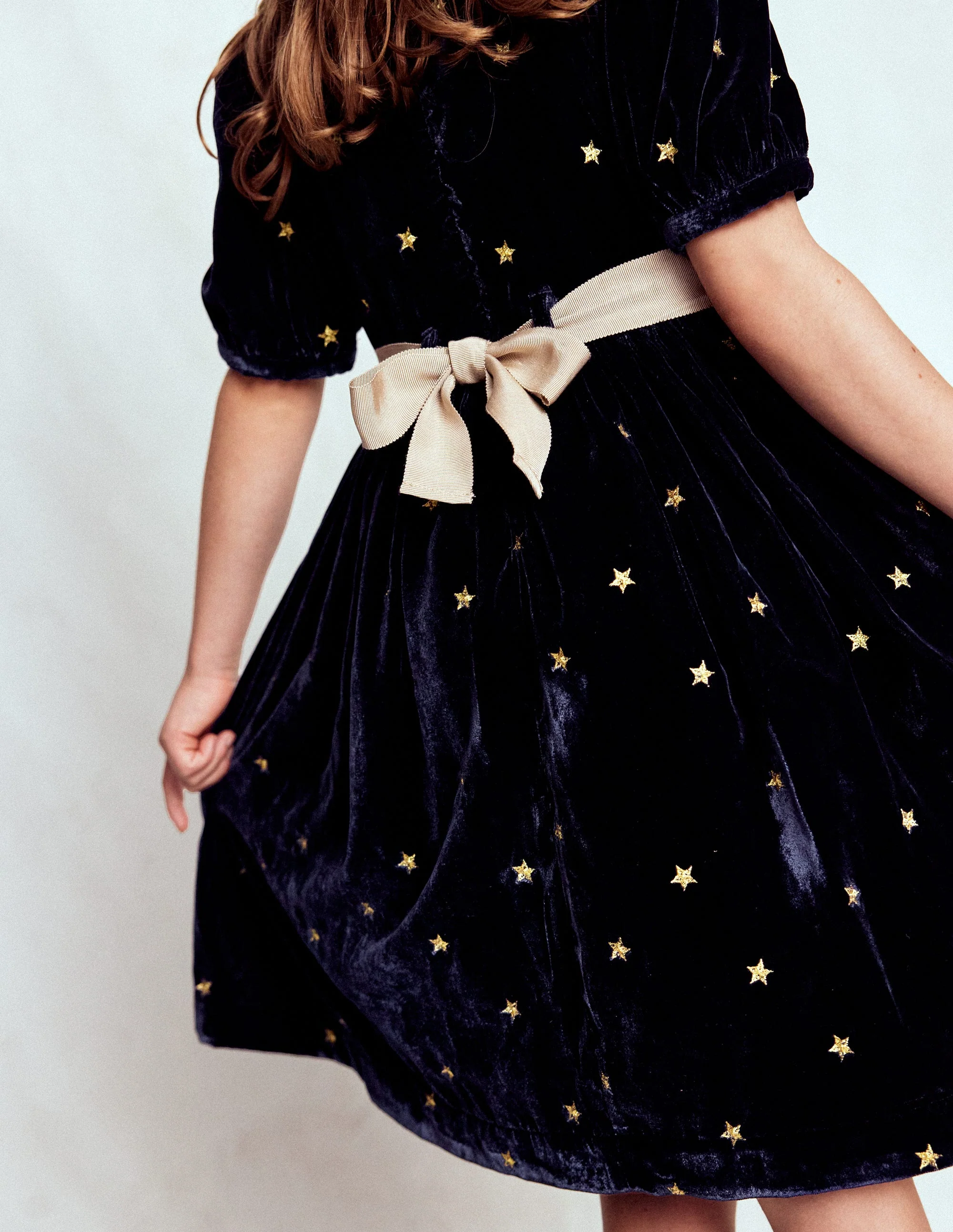 Velvet Party dress-College Navy Gold Stars - Image 2