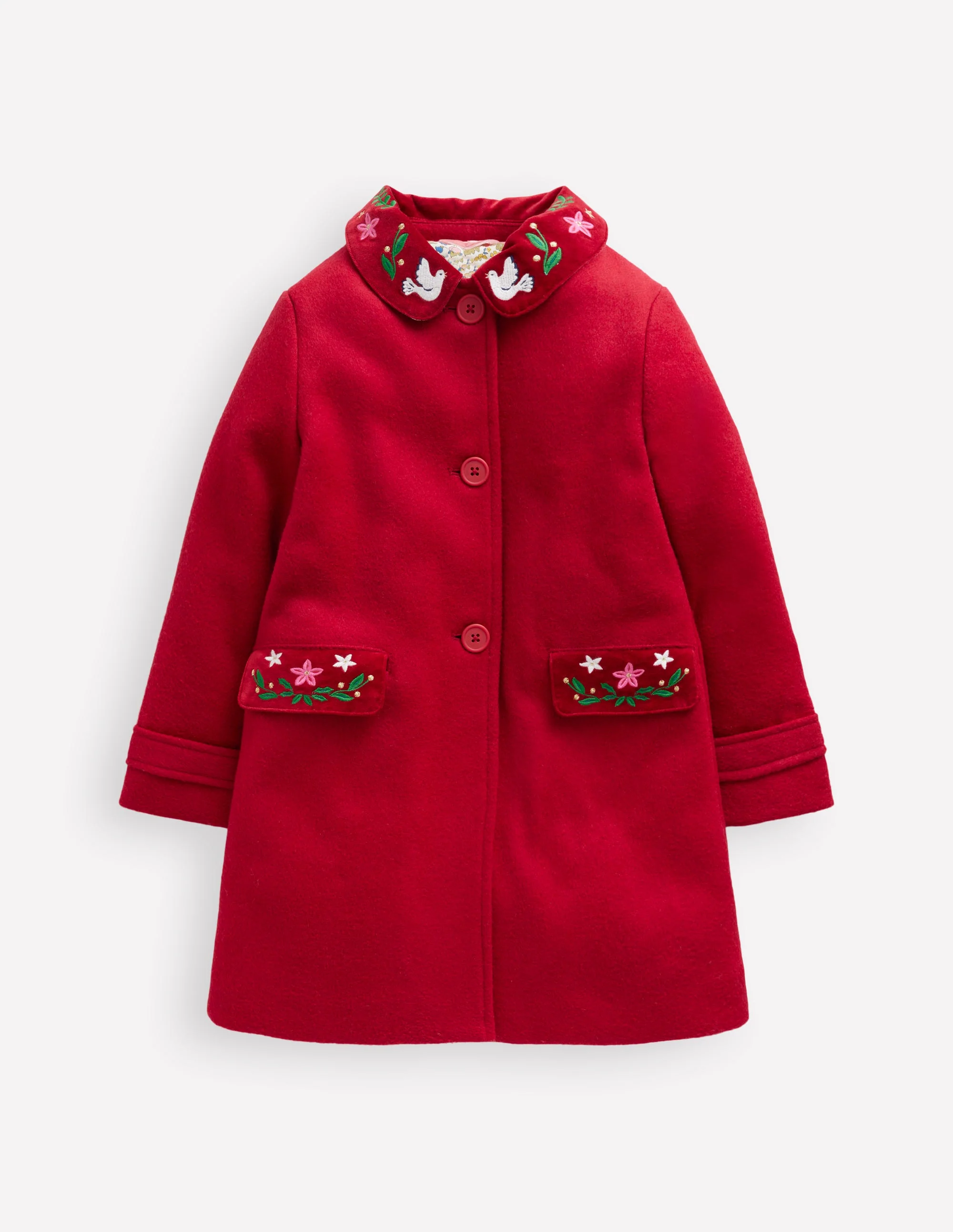 Wonderful Wool Blended Coat-Royal Red Embroidery - Image 6