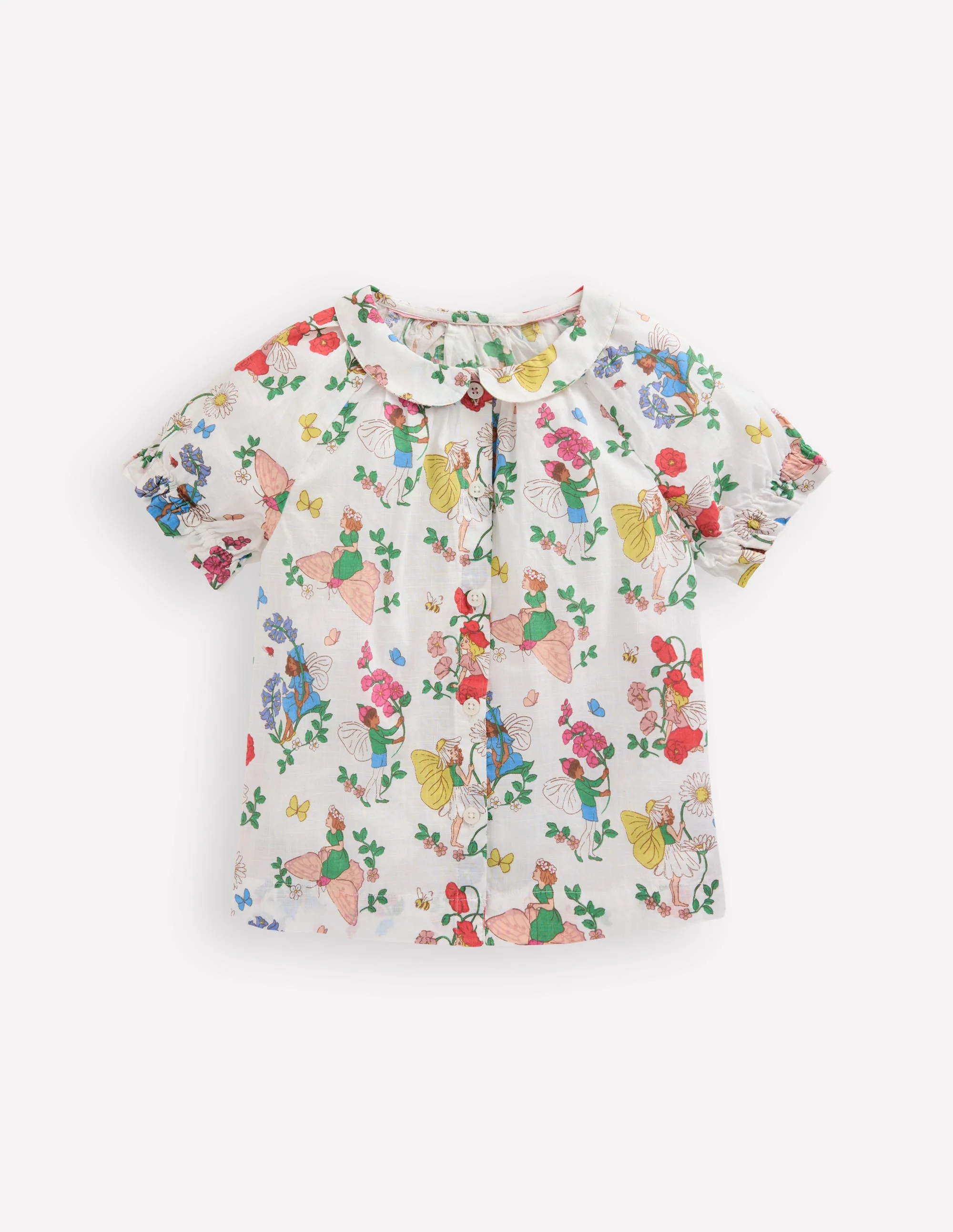 Woven Collared Top-Soft Ivory Flower Fairy - Image 5