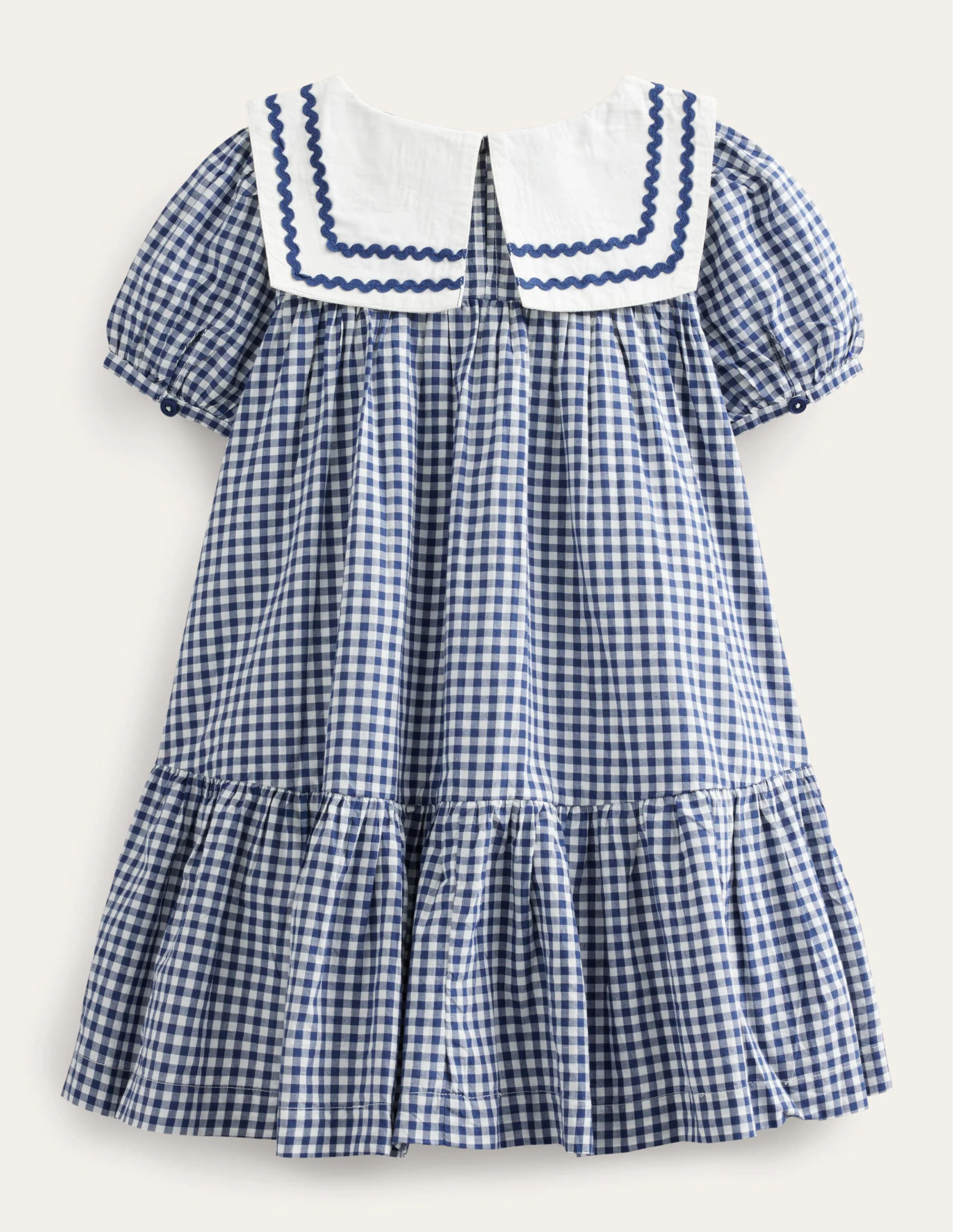 Woven Sailor Dress-College Navy Ivory Gingham - Image 2