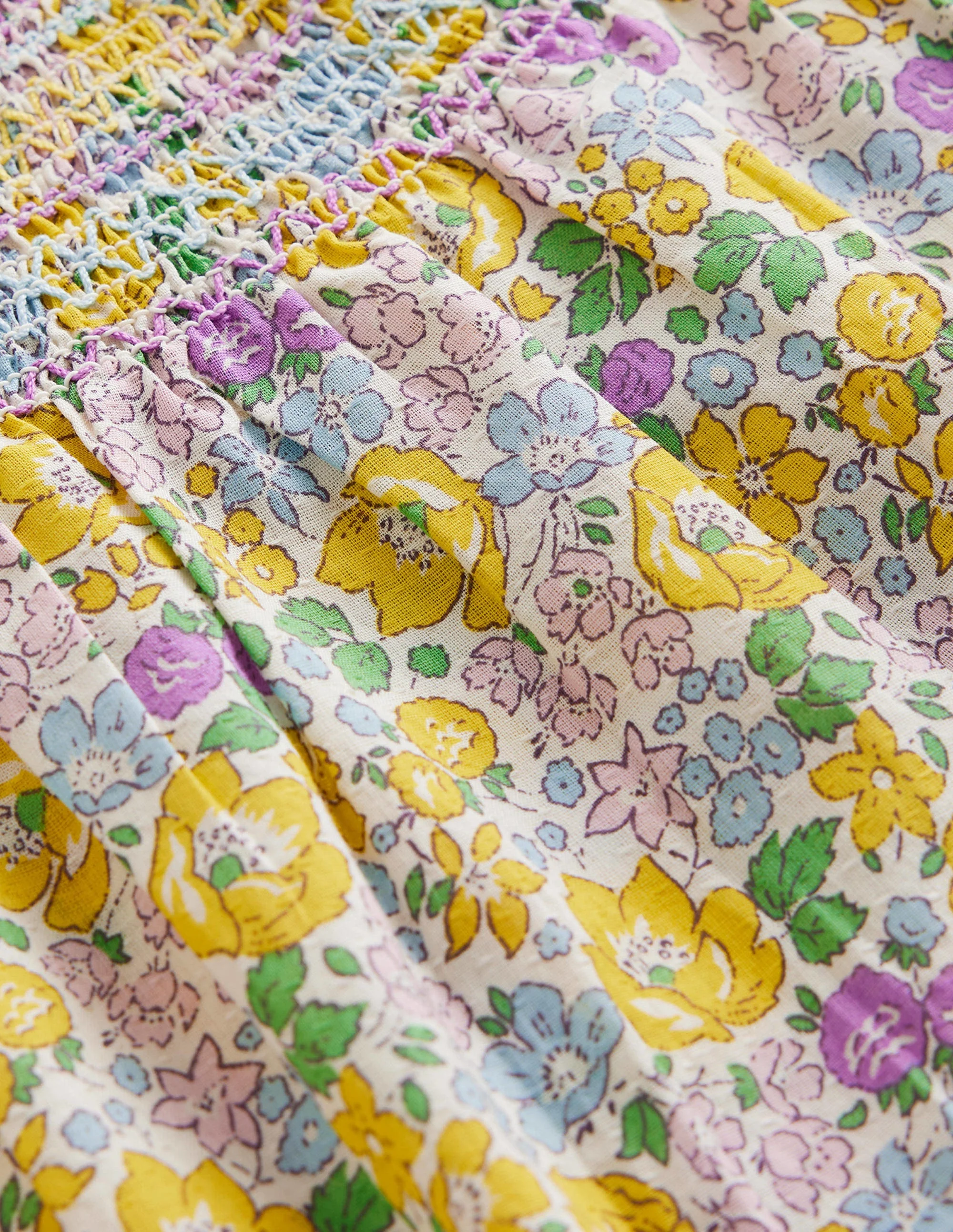 Woven Smocked Top-Yellow Spring Bloom - Image 3
